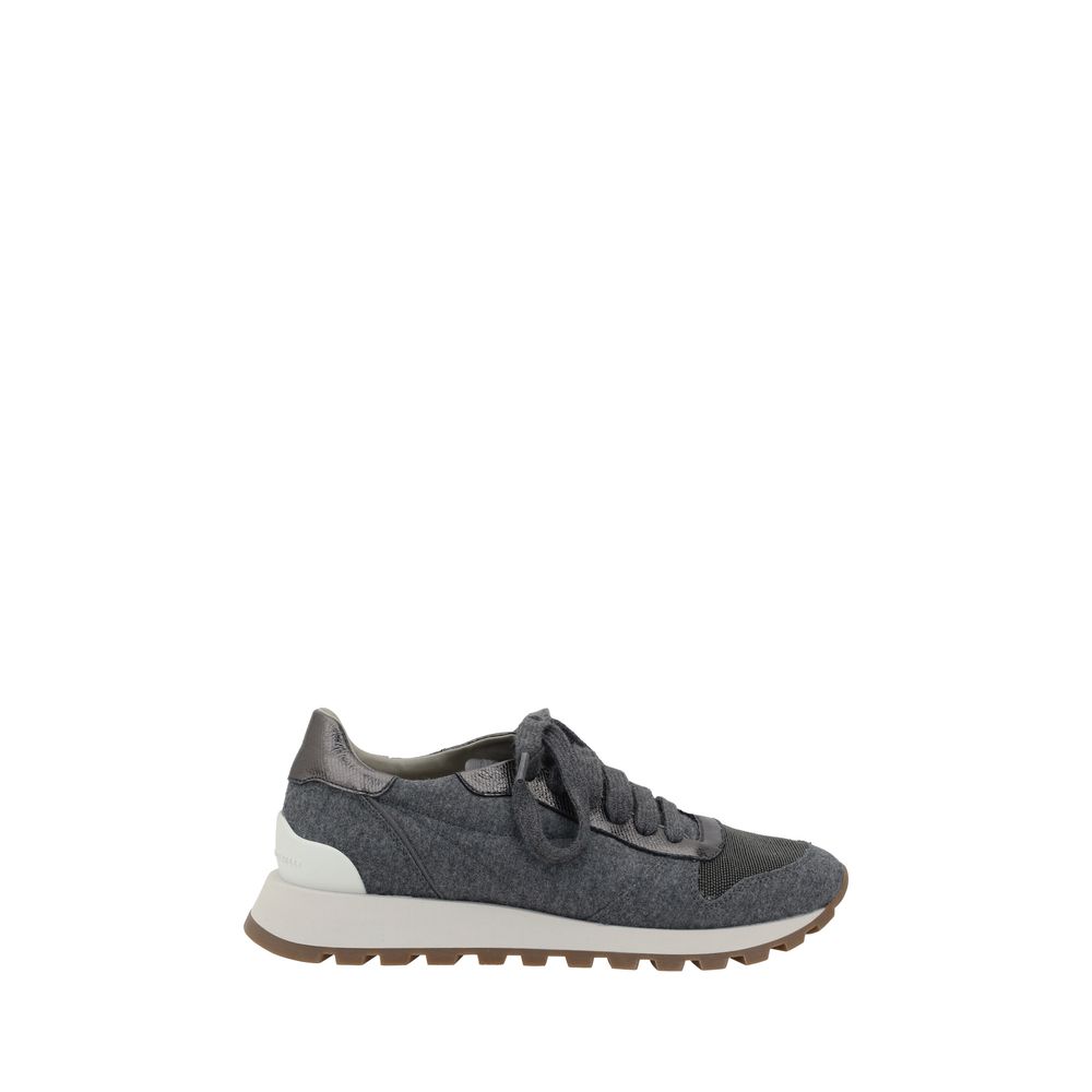 Brunello Cucinelli Gray Fleece Wool Sneakers | Regal Royce