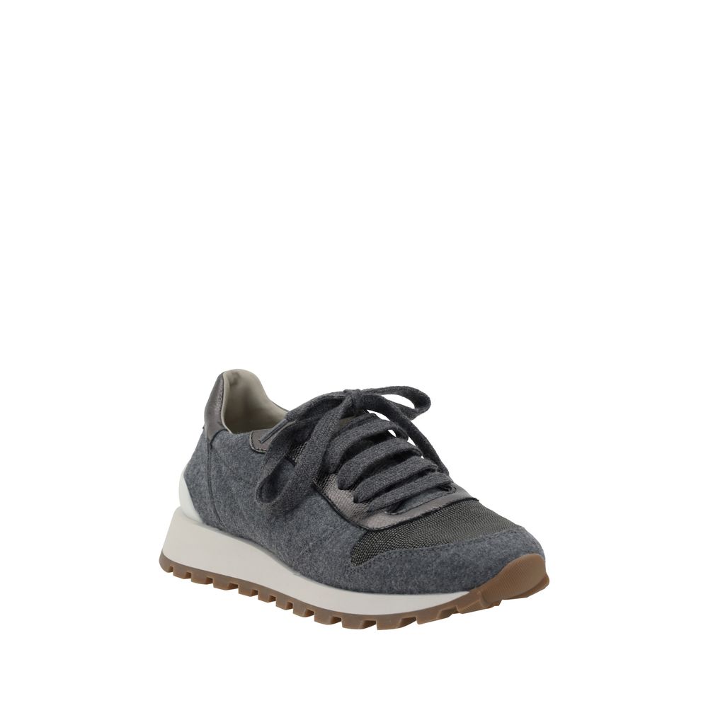 Brunello Cucinelli Gray Fleece Wool Sneakers | Regal Royce
