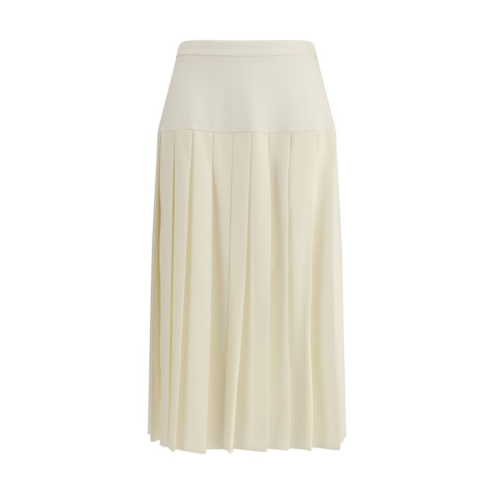 Alessandra Rich White Fleece Wool Midi Skirt | Regal Royce