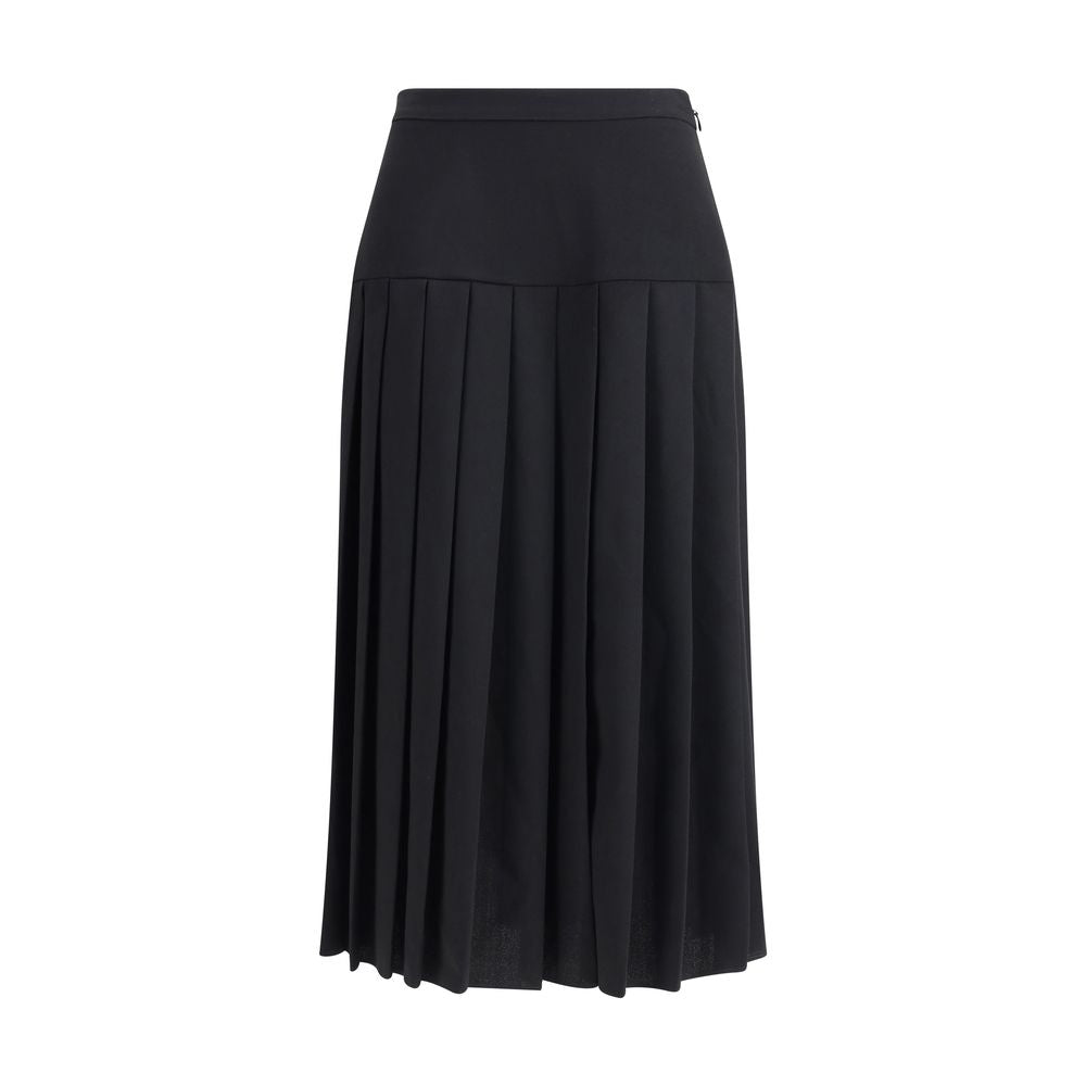 Alessandra Rich Black Fleece Wool Midi Skirt | Regal Royce