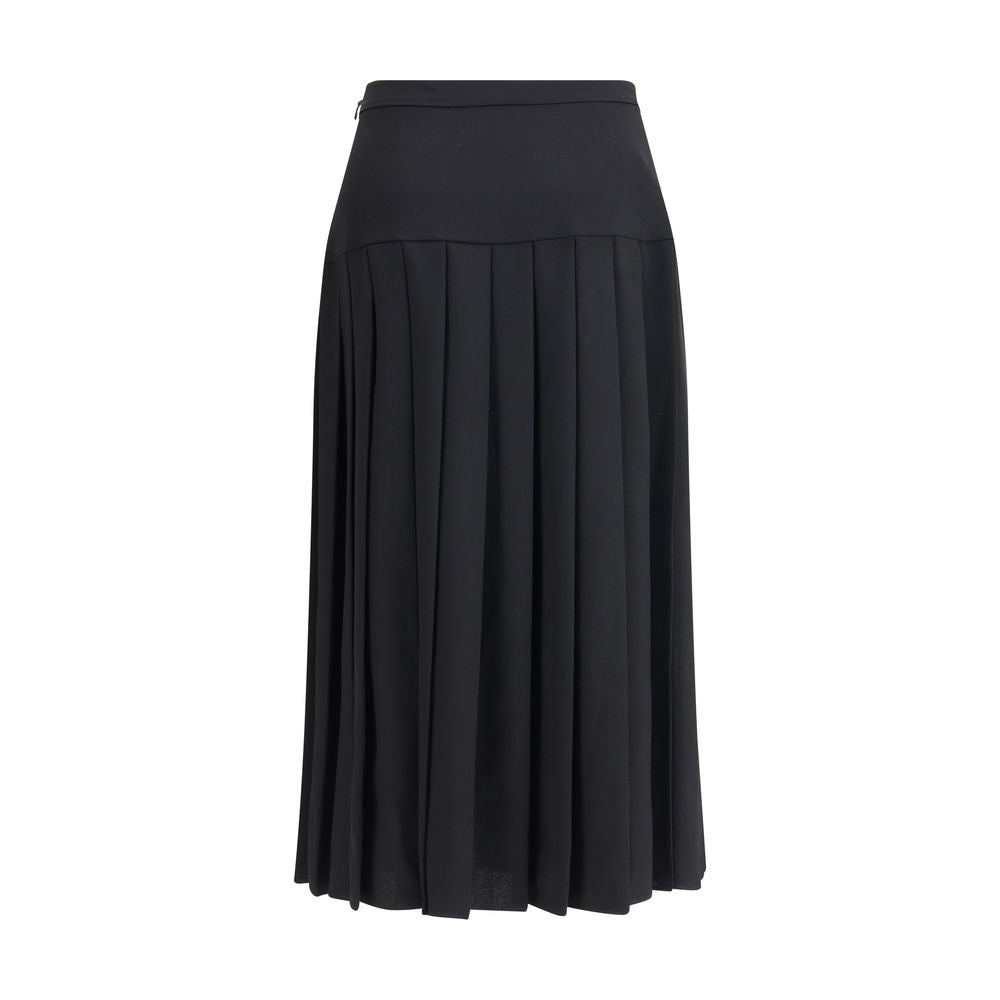Alessandra Rich Black Fleece Wool Midi Skirt | Regal Royce