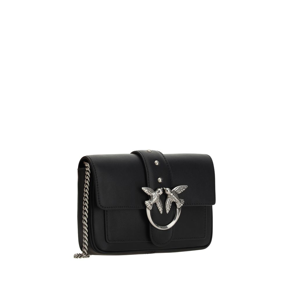 PINKO Black Calf Leather Bos Taurus Shoulder Bag | Regal Royce