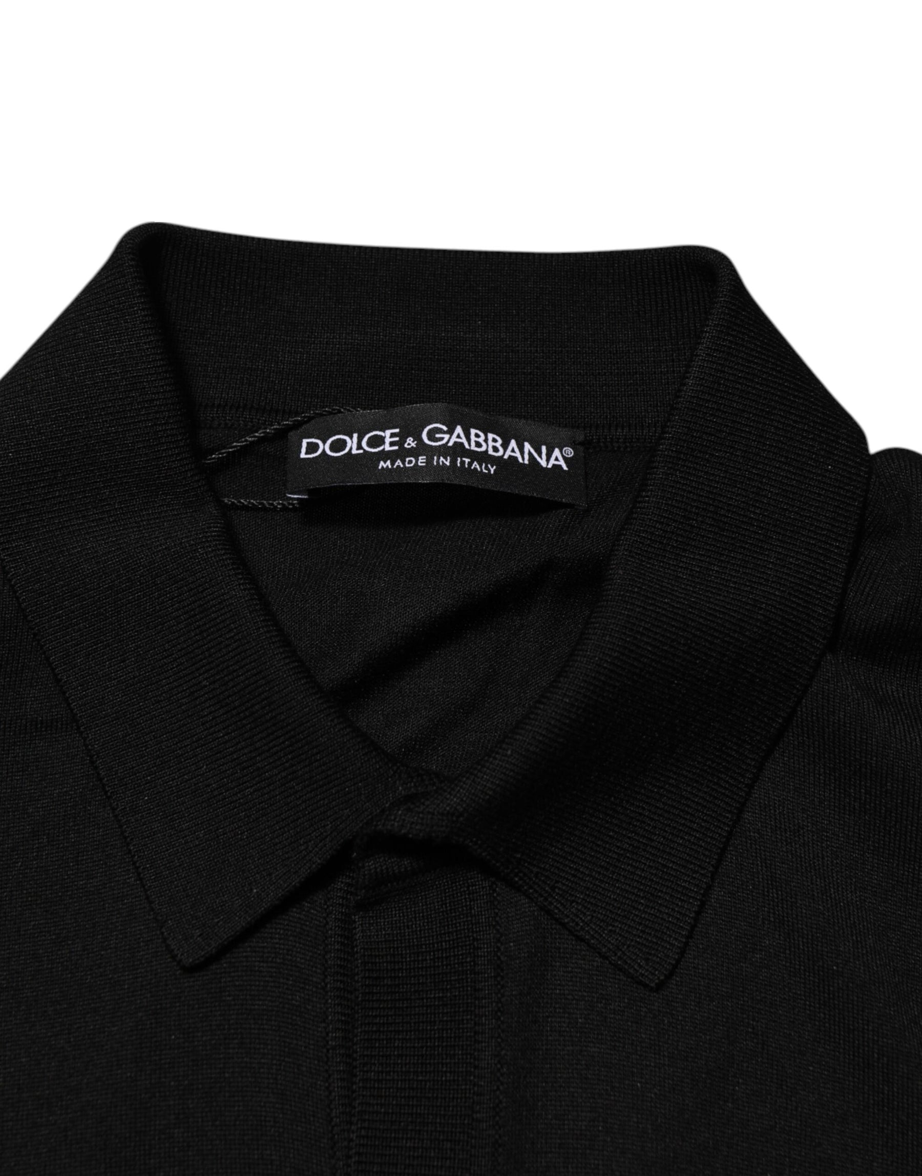 Dolce & Gabbana Black Silk Button Up Lightweight Sweater | Regal Royce