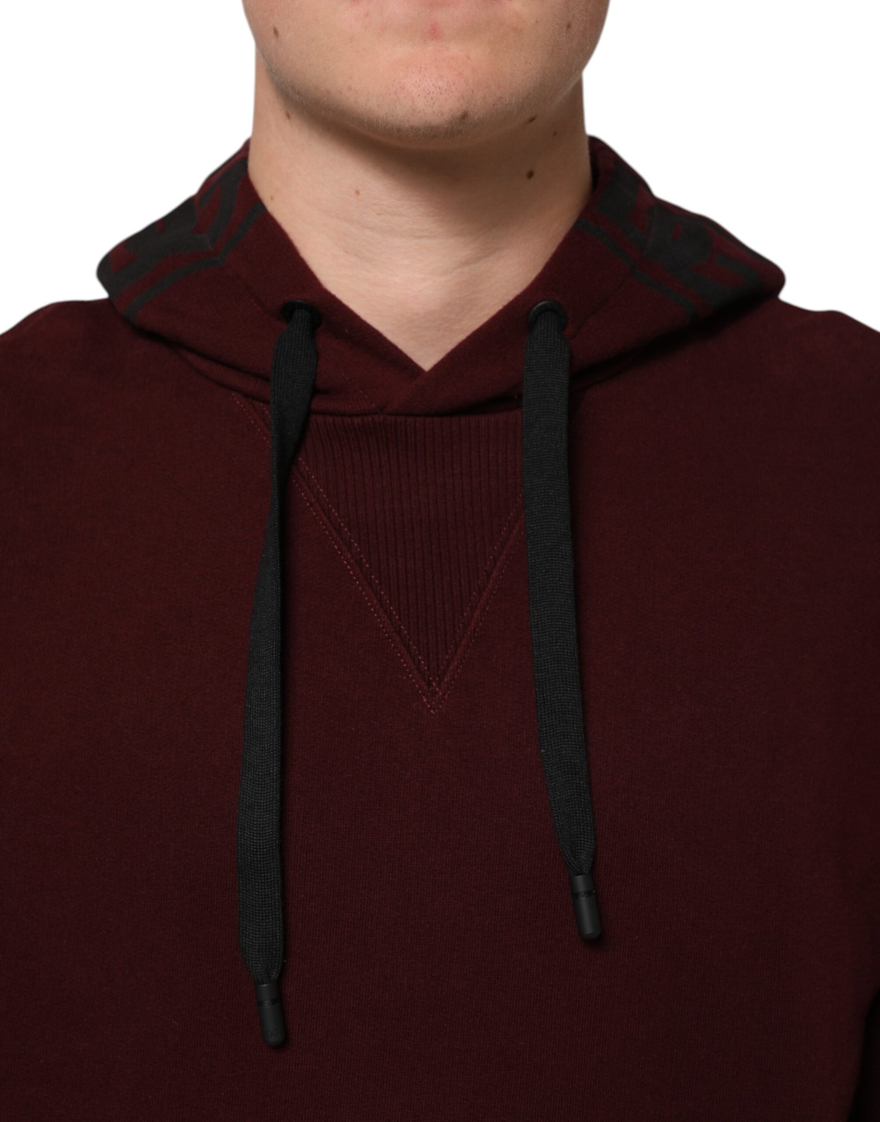 Dolce & Gabbana Burgundy Cotton Plaid Lined Men Hoodie Sweater | Regal Royce