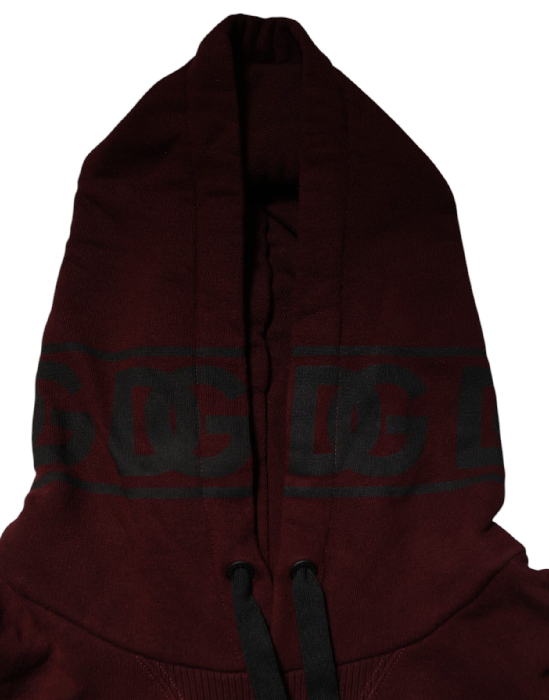 Dolce & Gabbana Burgundy Cotton Plaid Lined Men Hoodie Sweater | Regal Royce