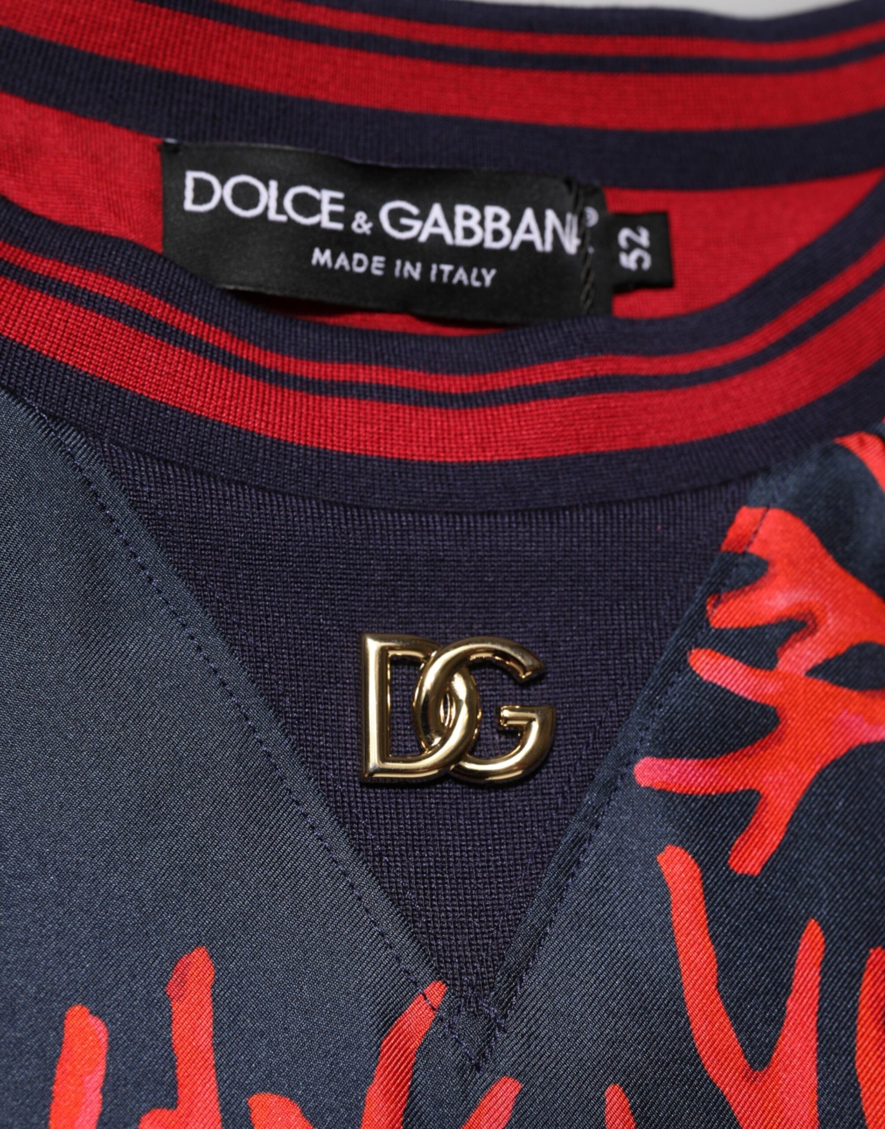 Dolce & Gabbana Silk Navy Red Coral Print Pullover Sweater | Regal Royce