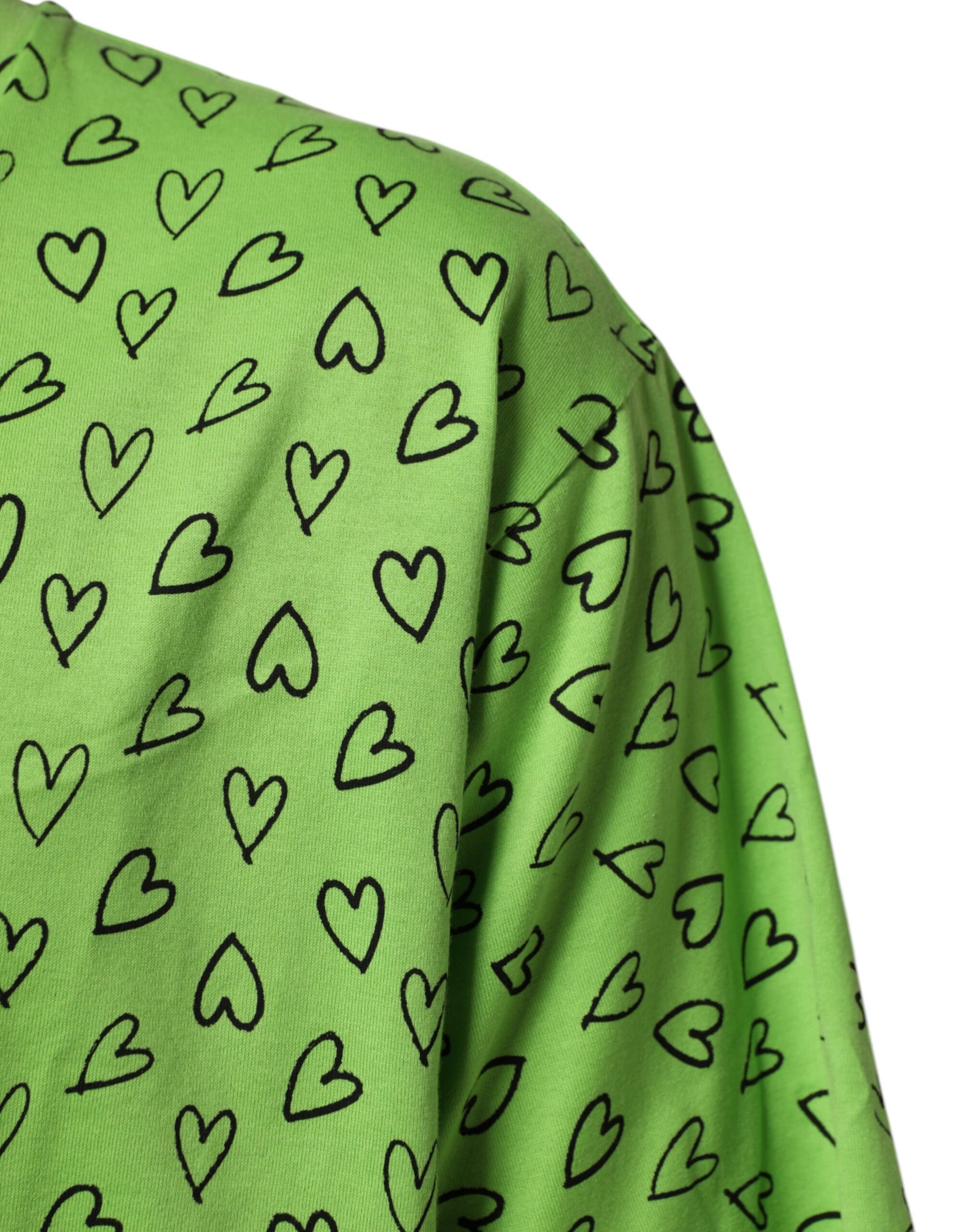Dolce & Gabbana Green V-Neck DG Logo Heart Print T-shirt | Regal Royce