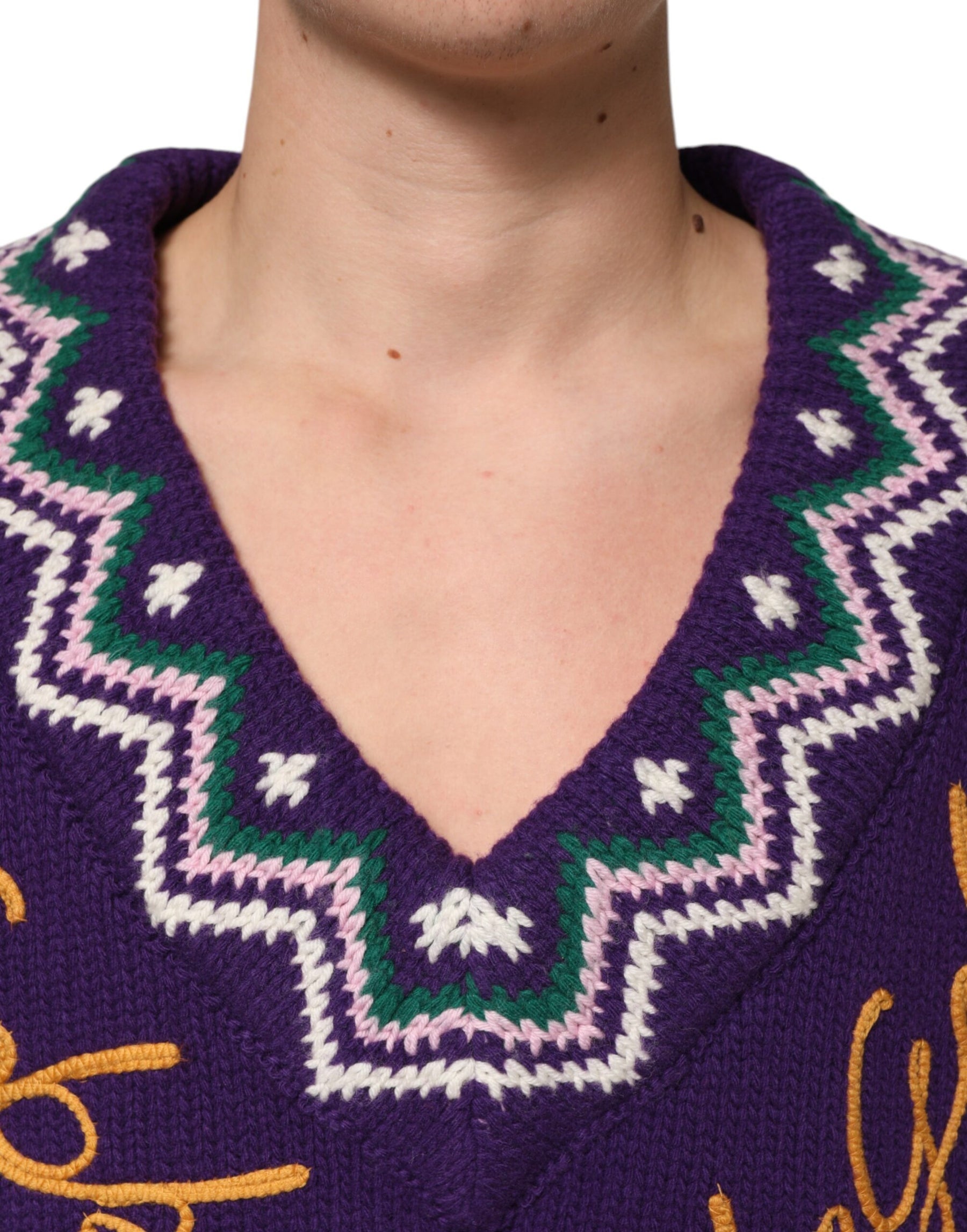 Dolce & Gabbana Purple Wool DG Logo Men Knit Pullover Sweater | Regal Royce