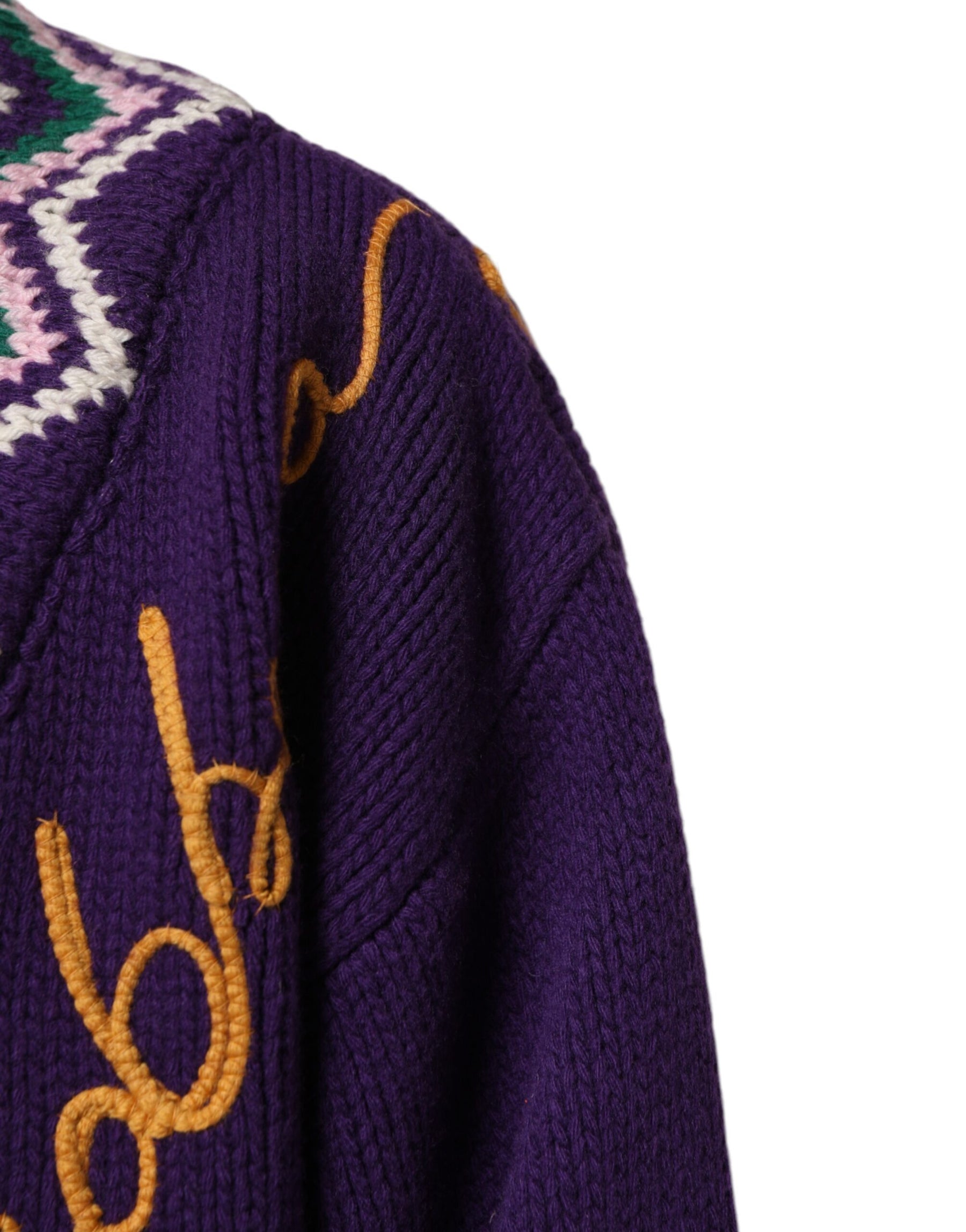 Dolce & Gabbana Purple Wool DG Logo Men Knit Pullover Sweater | Regal Royce
