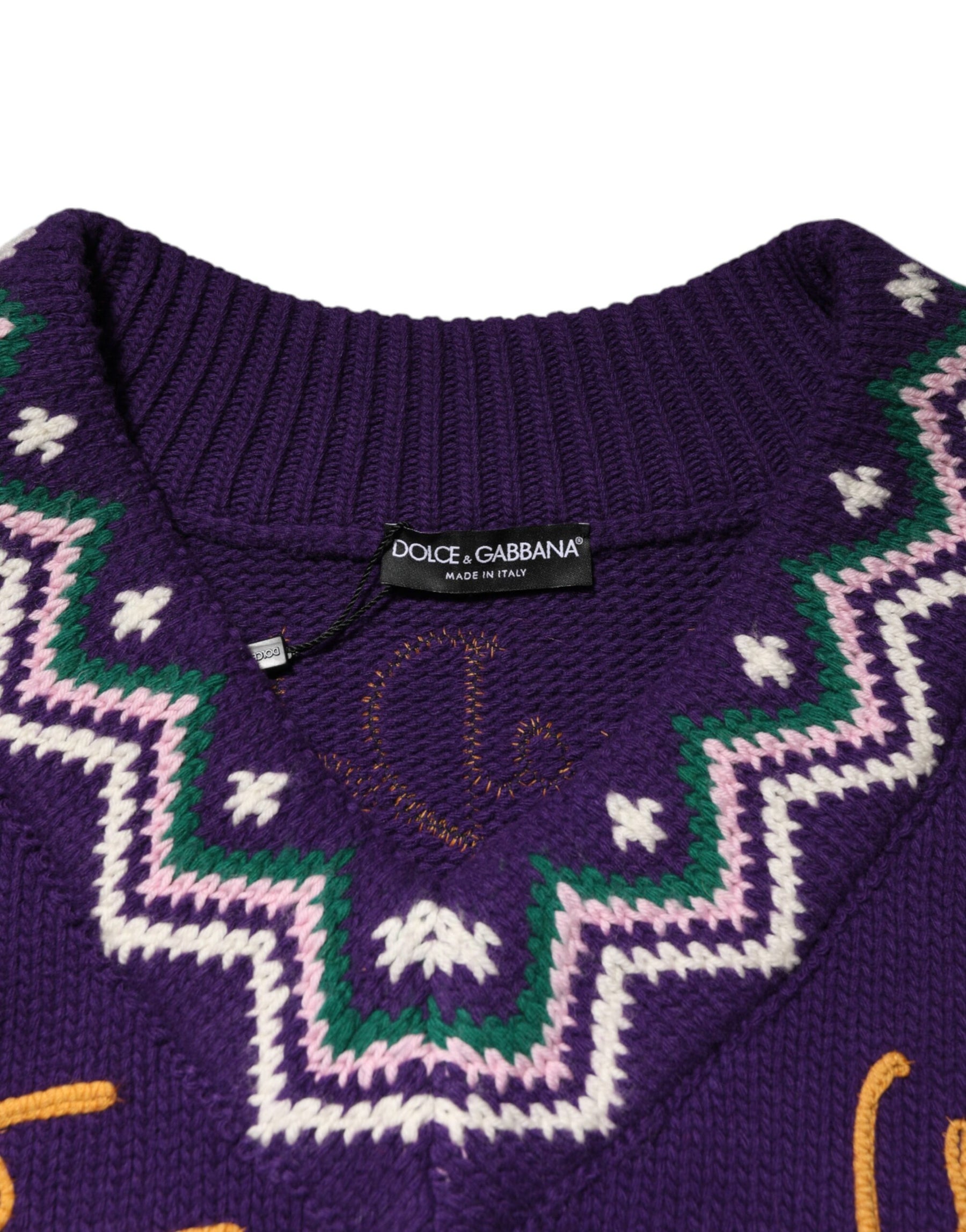 Dolce & Gabbana Purple Wool DG Logo Men Knit Pullover Sweater | Regal Royce