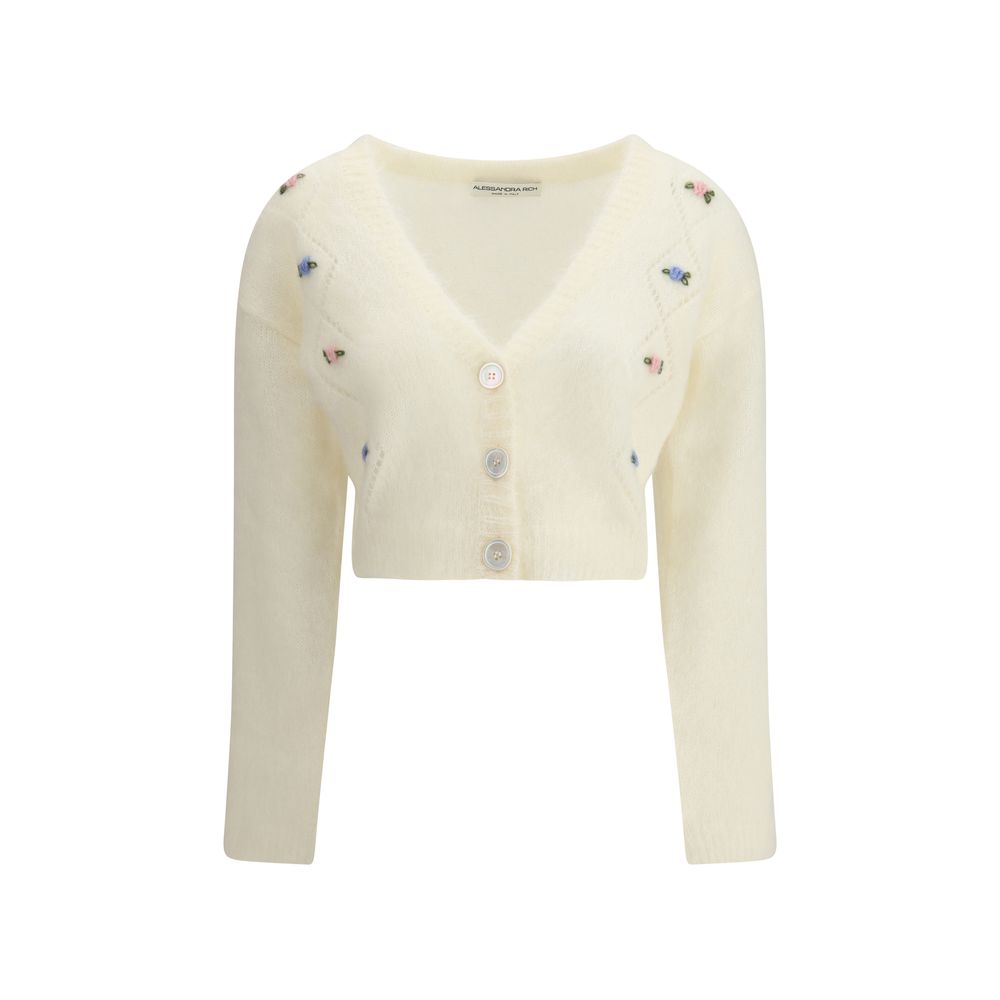 Alessandra Rich White Mohair Cardigan | Regal Royce