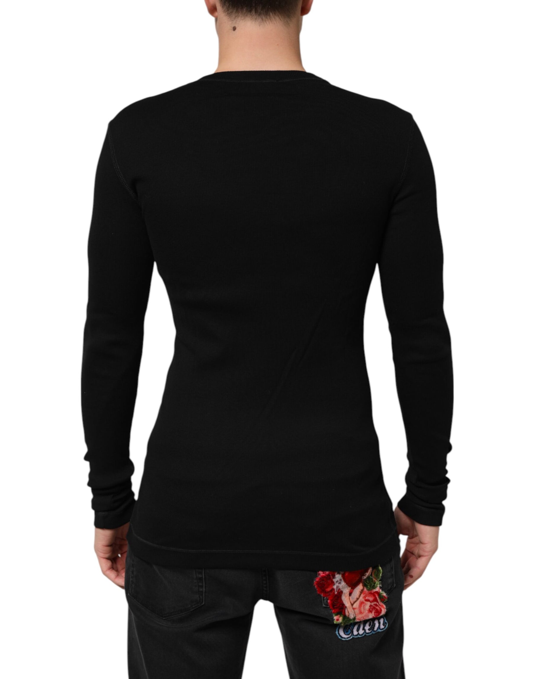Dolce & Gabbana Black Cotton Button Up Men Cardigan Sweater | Regal Royce