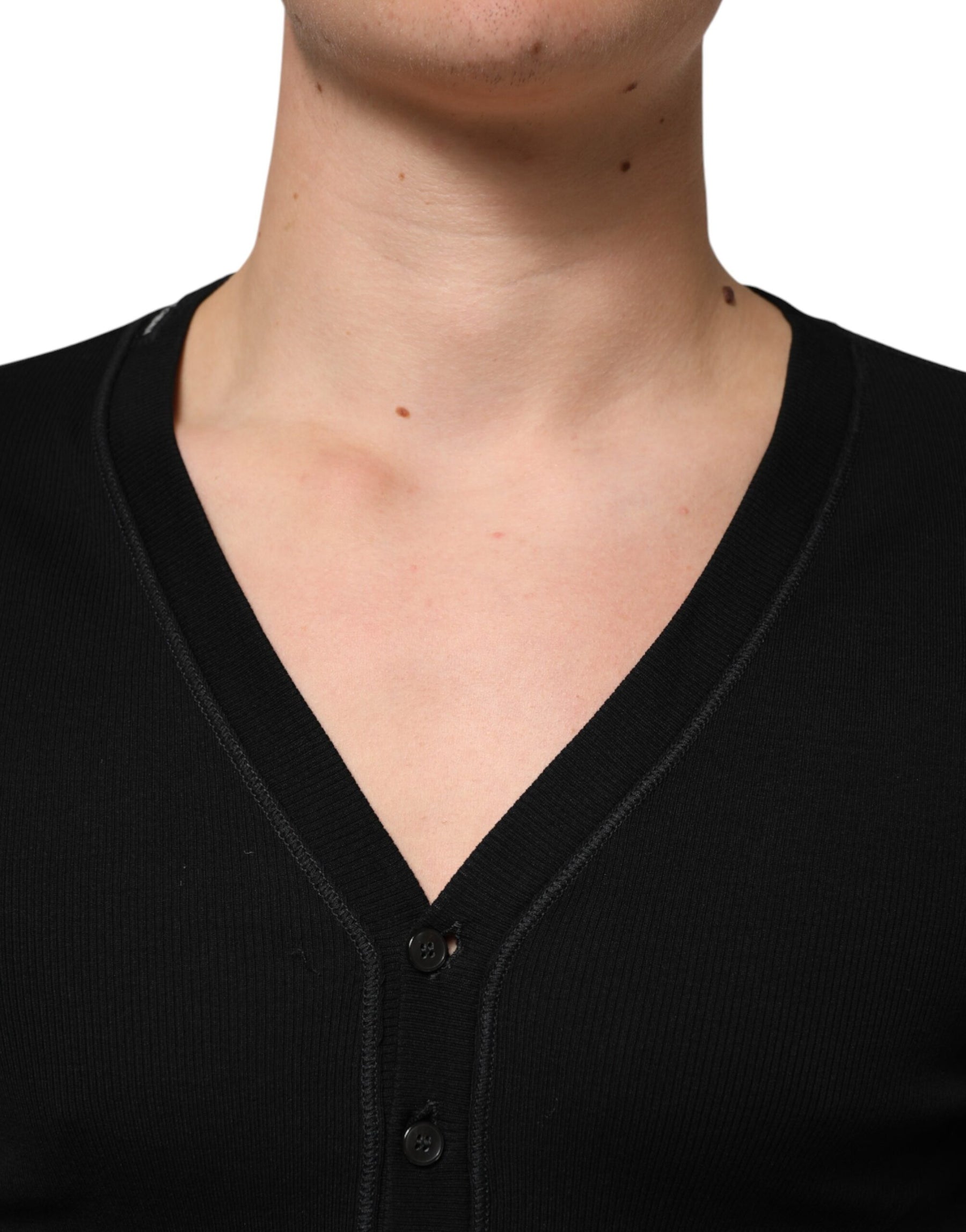 Dolce & Gabbana Black Cotton Button Up Men Cardigan Sweater | Regal Royce