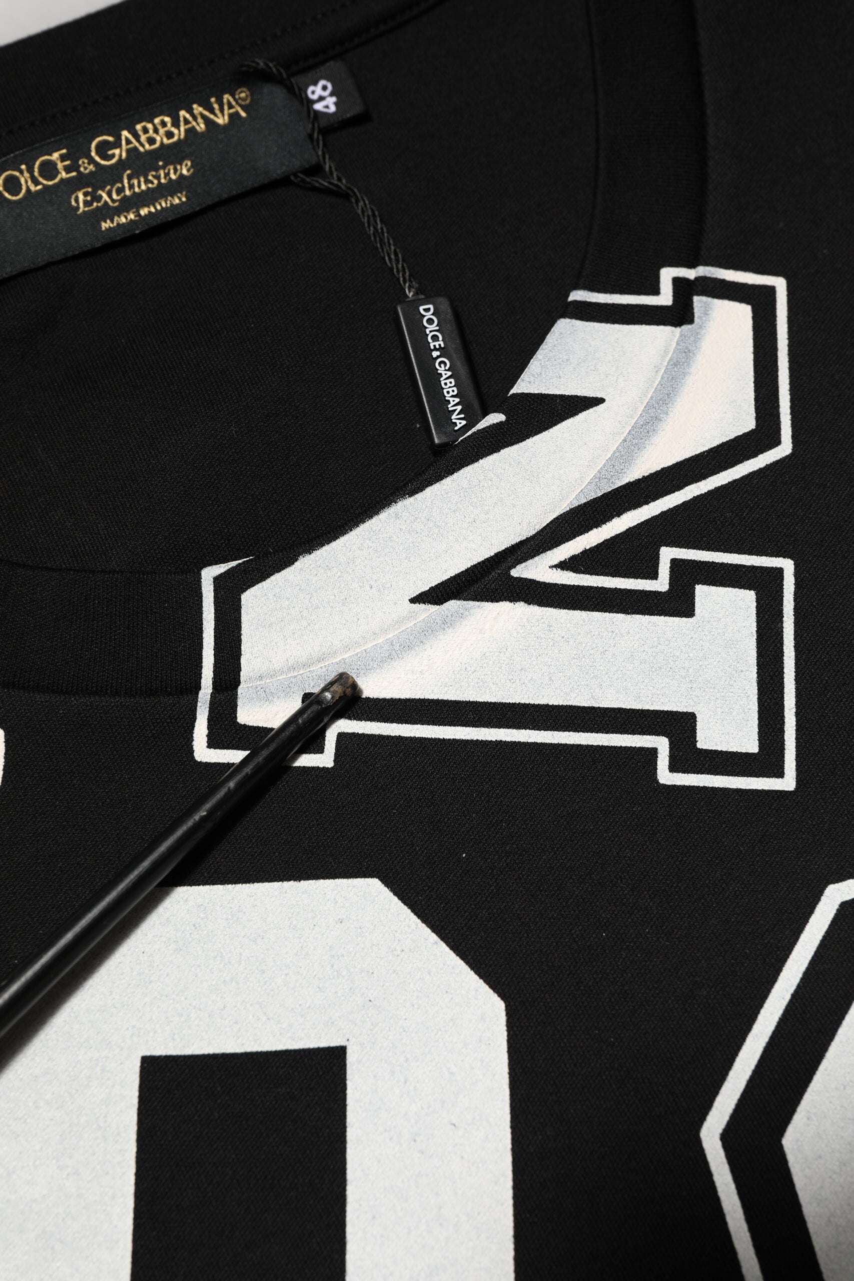 Dolce & Gabbana Black Cotton Letter Print Short Sleeve T-shirt | Regal Royce