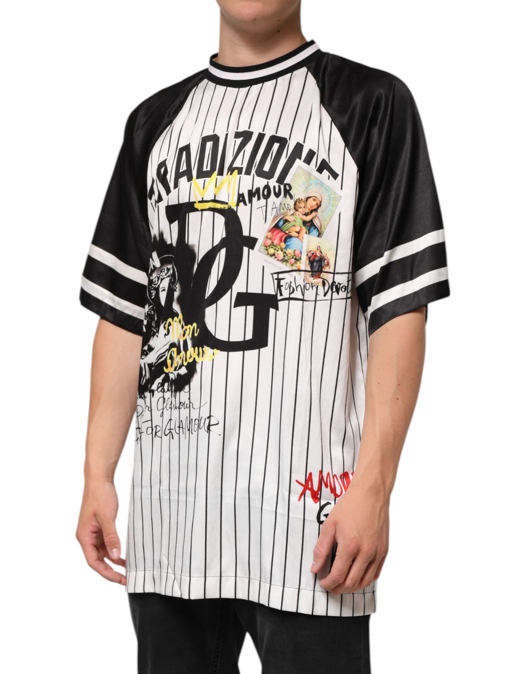 Dolce & Gabbana Tradizione Graffiti Print Oversized Men T-shirt | Regal Royce