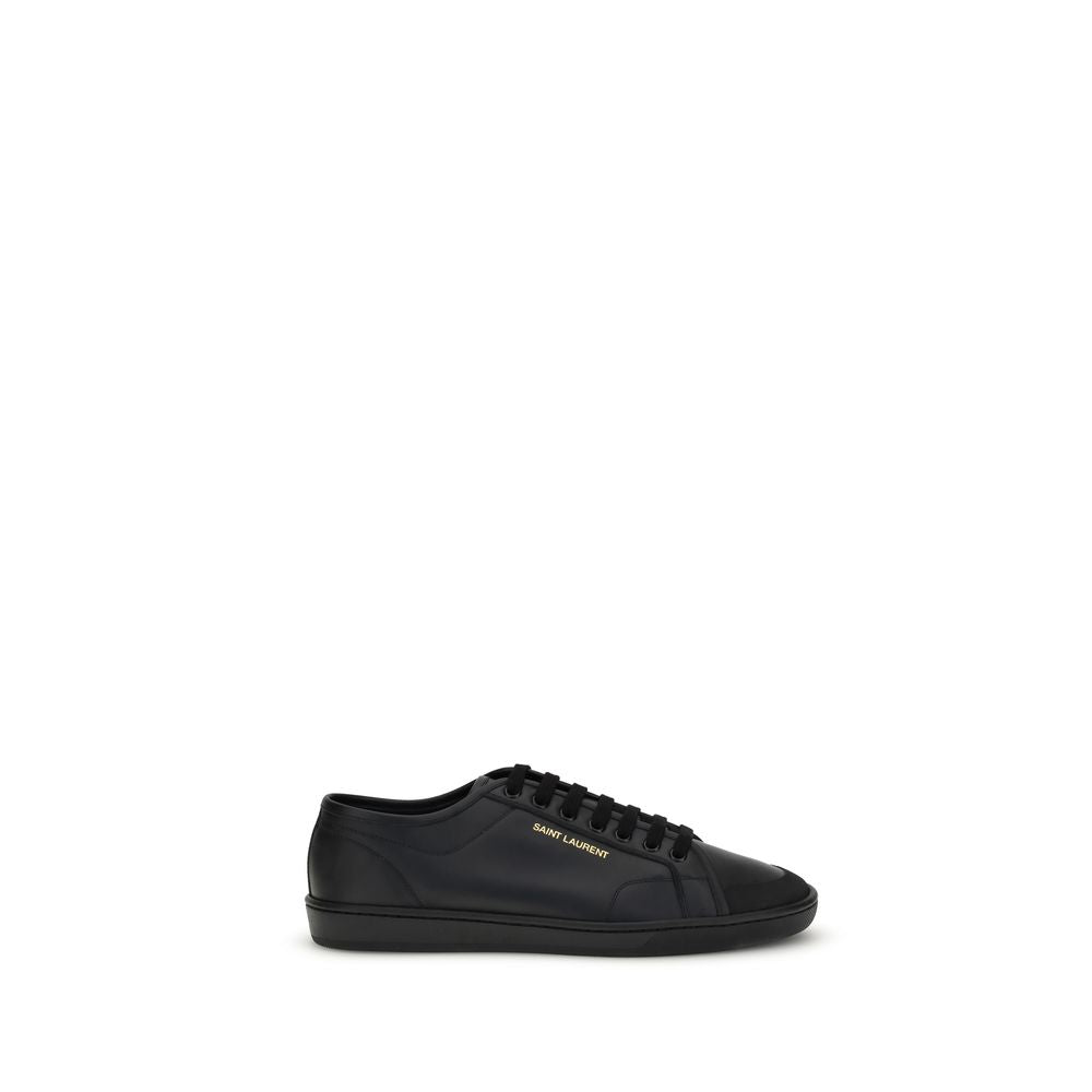 Saint Laurent Black Calf Leather Bos Taurus Low Top Sneakers | Regal Royce