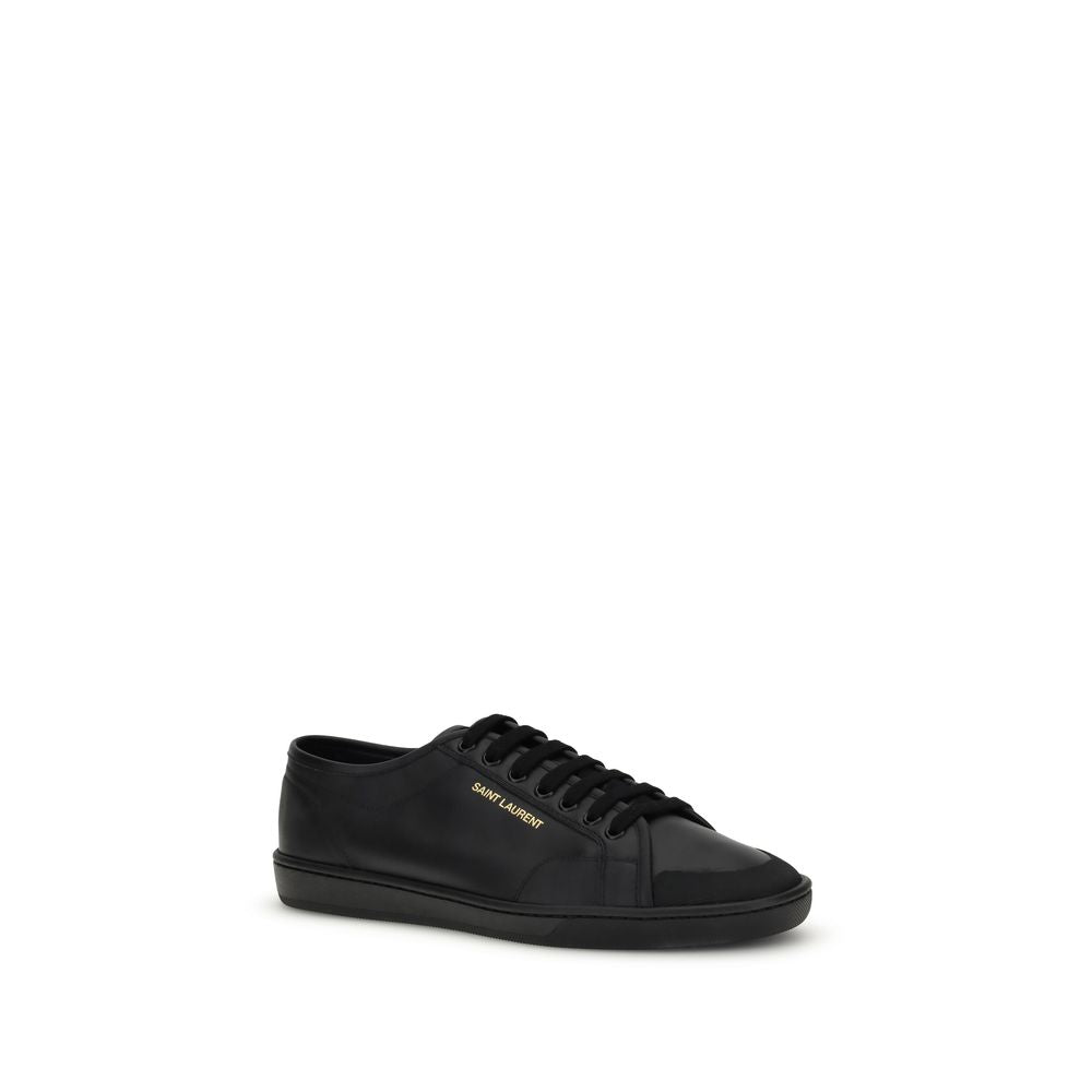 Saint Laurent Black Calf Leather Bos Taurus Low Top Sneakers | Regal Royce