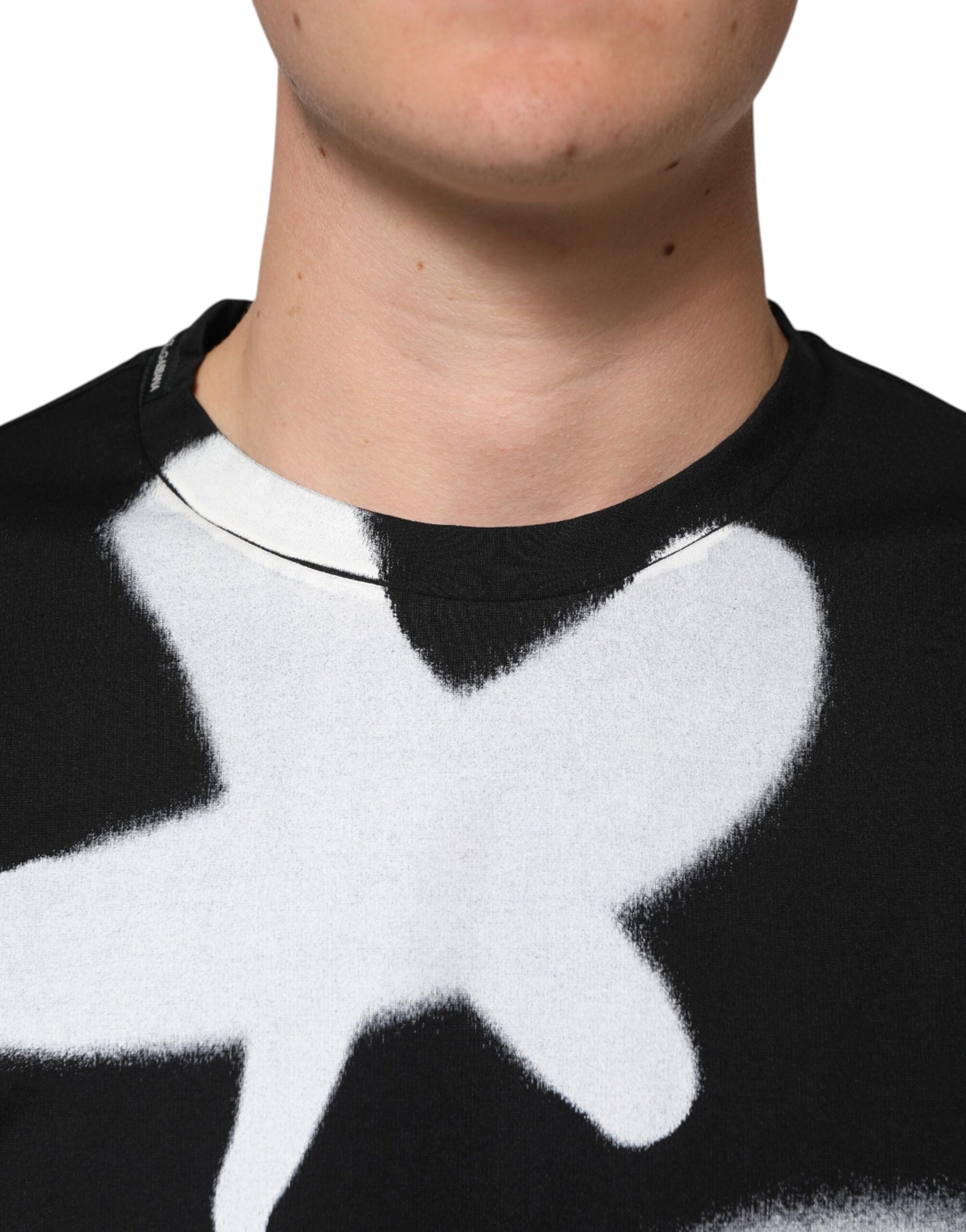 Dolce & Gabbana Black Cotton DG Logo Graffiti Short Sleeve T-shirt | Regal Royce
