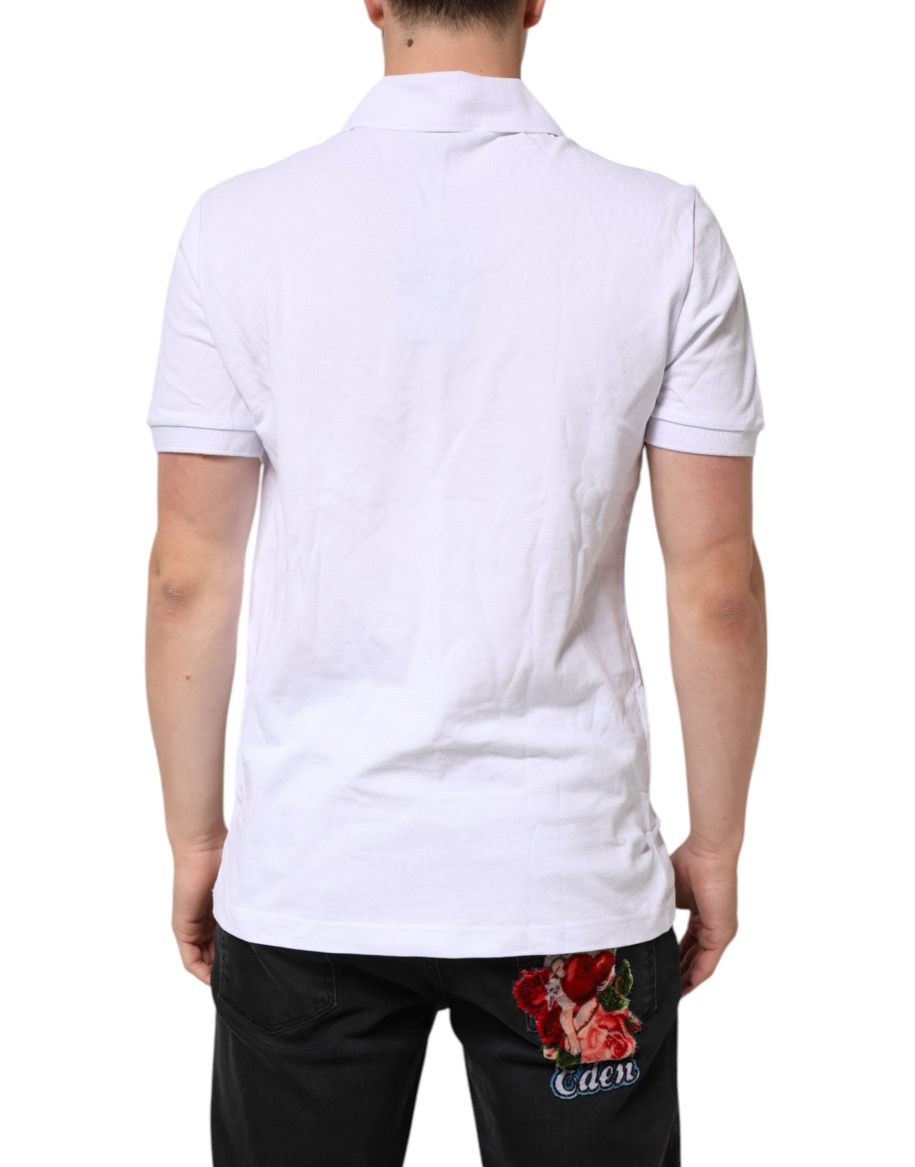 Dolce & Gabbana White Cotton DG Heart Logo Embroider T-shirt | Regal Royce