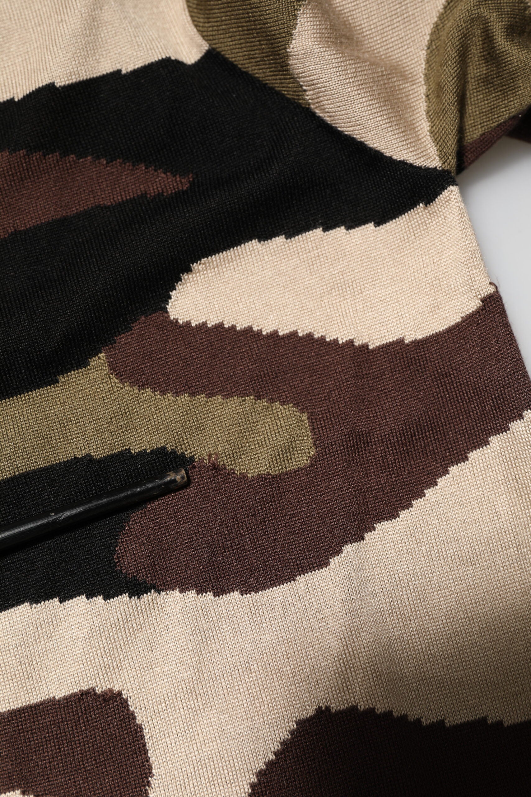 Dolce & Gabbana Camouflage Brown Silk Military Polo T-shirt | Regal Royce