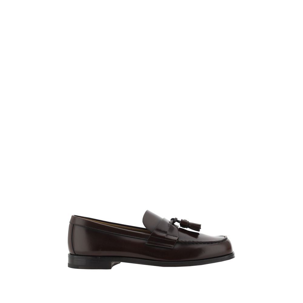 Prada Brown Calf Leather Bos Taurus Slip-On Loafers | Regal Royce
