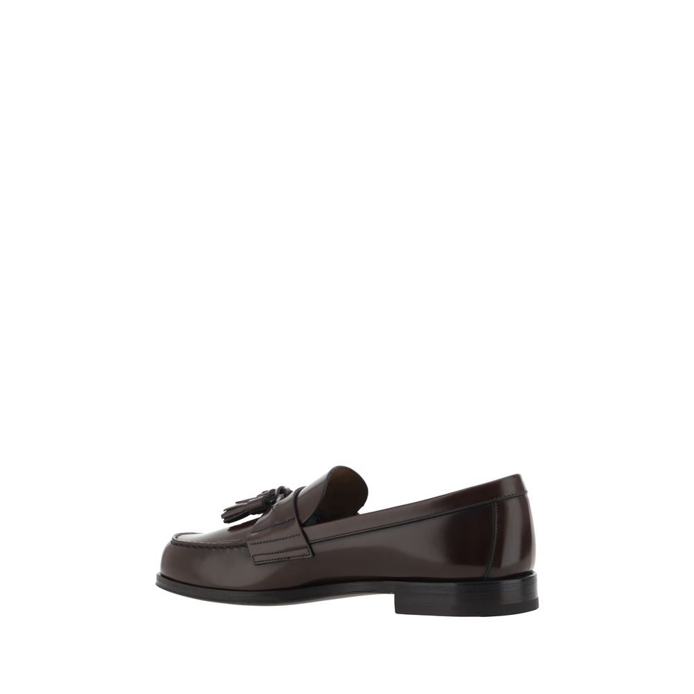 Prada Brown Calf Leather Bos Taurus Slip-On Loafers | Regal Royce