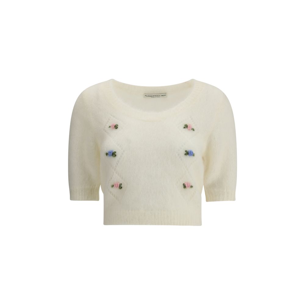 Alessandra Rich White Mohair Sweatshirt | Regal Royce