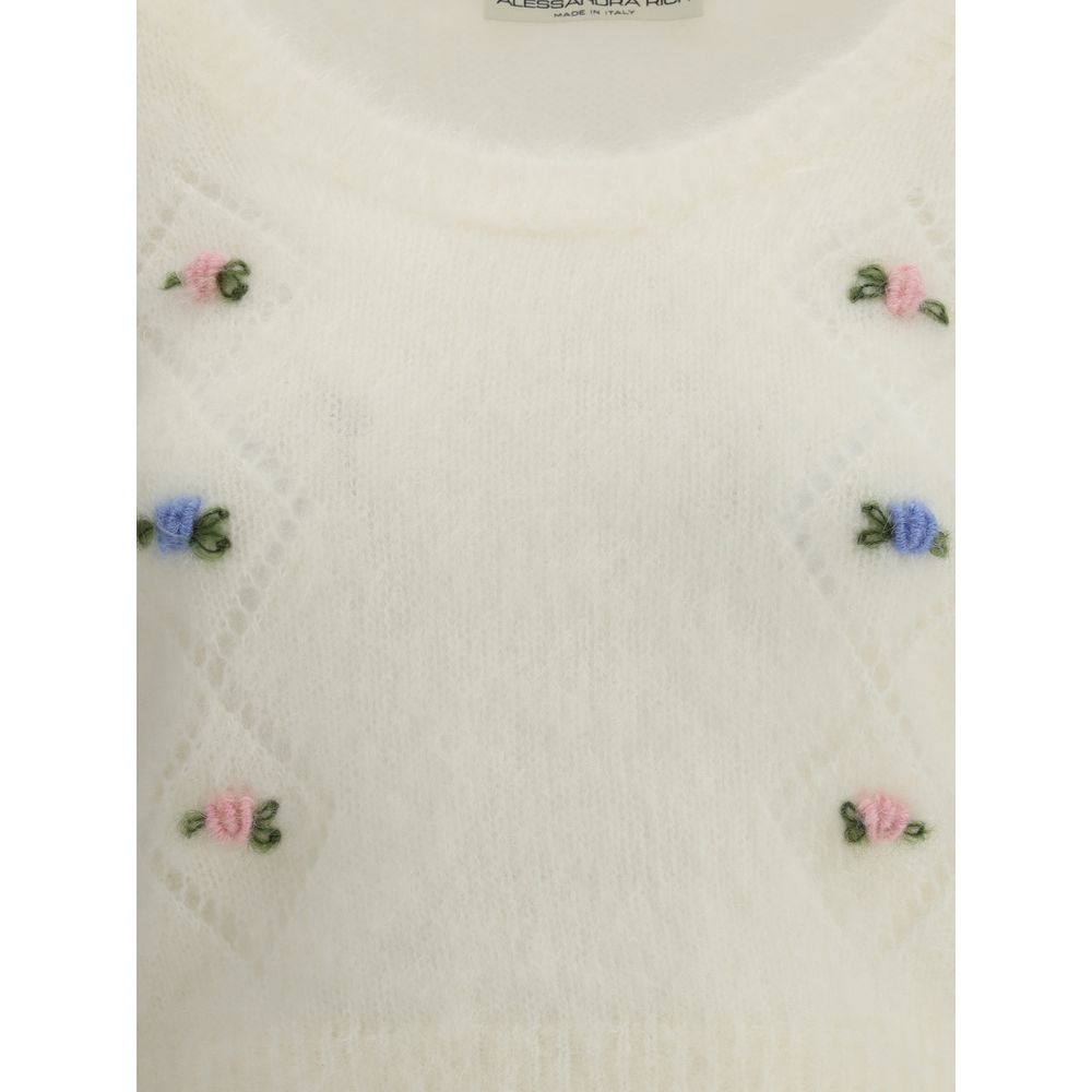 Alessandra Rich White Mohair Sweatshirt | Regal Royce