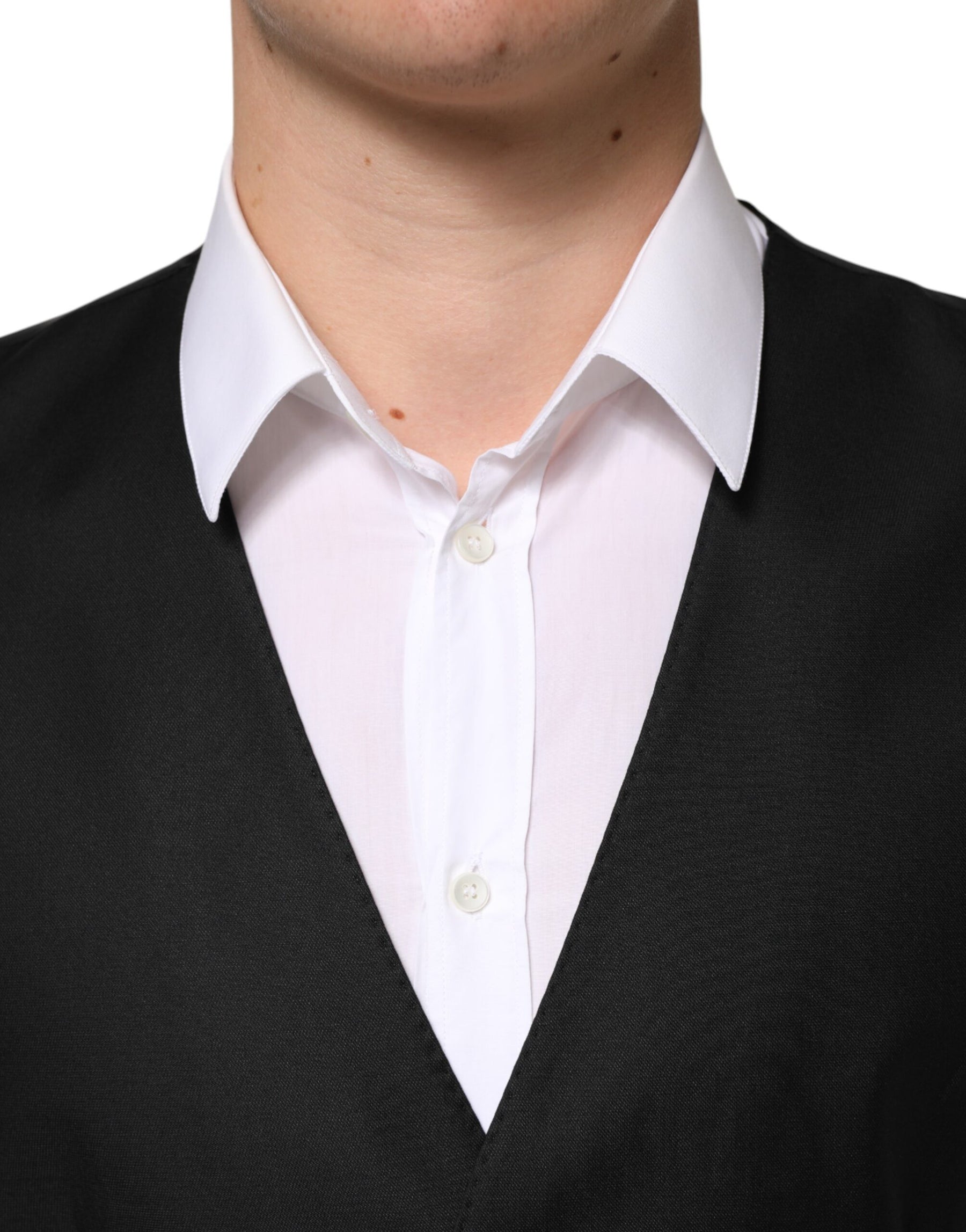 Dolce & Gabbana Black Wool Dress Formal Men Waistcoat Vest | Regal Royce