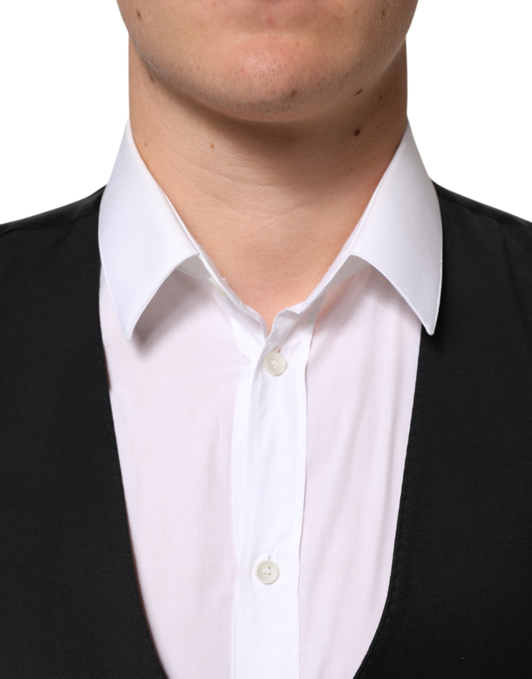 Dolce & Gabbana Black Wool Dress Formal Men Waistcoat Vest | Regal Royce