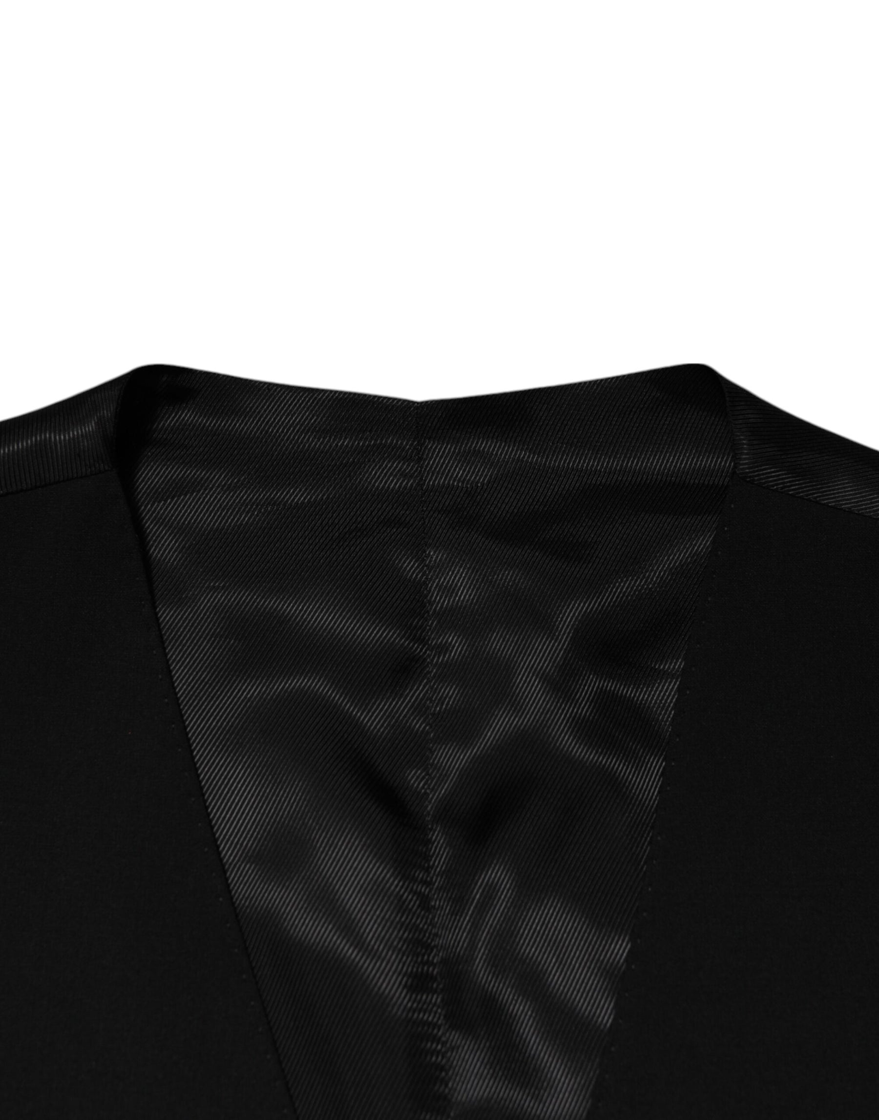 Dolce & Gabbana Black Wool Dress Formal Men Waistcoat Vest | Regal Royce