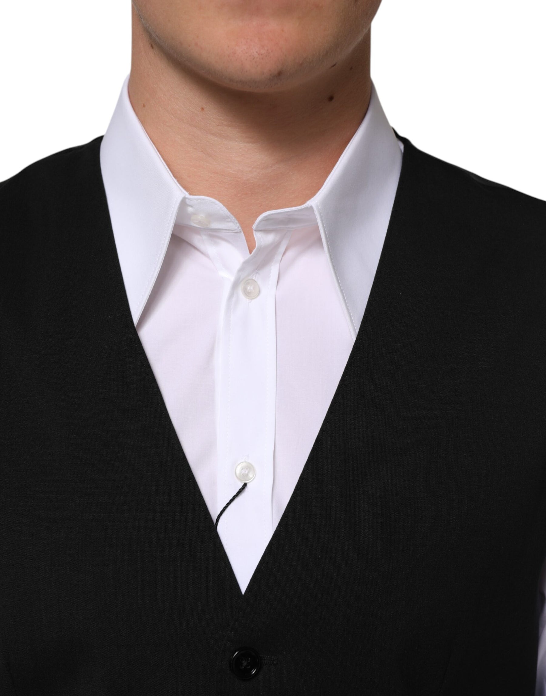 Dolce & Gabbana Black Wool Dress Formal Men Waistcoat Vest | Regal Royce