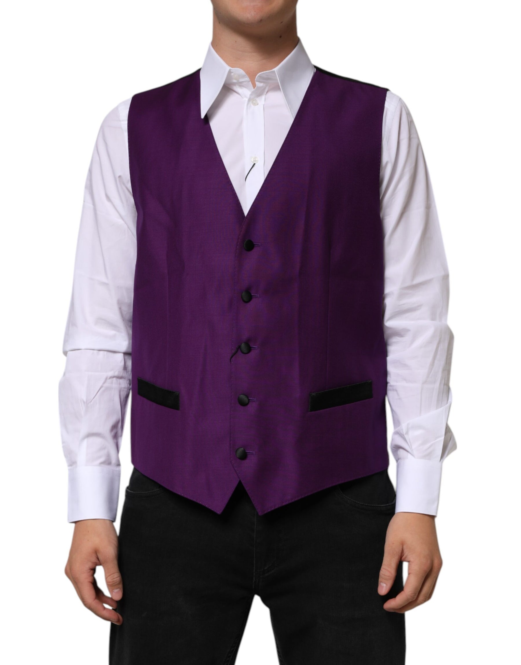 Dolce & Gabbana Purple Wool Dress Formal Waistcoat Vest | Regal Royce