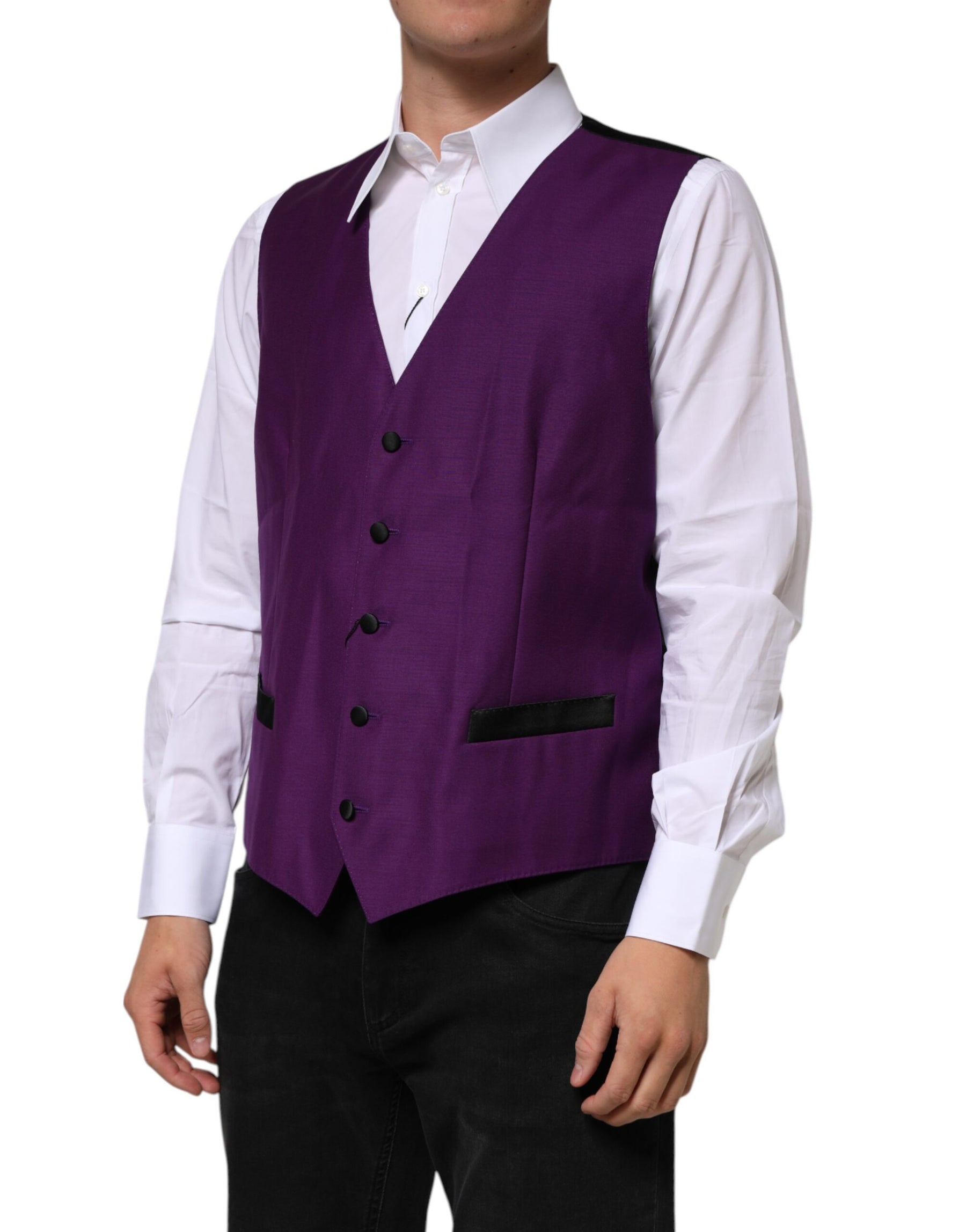 Dolce & Gabbana Purple Wool Dress Formal Waistcoat Vest | Regal Royce