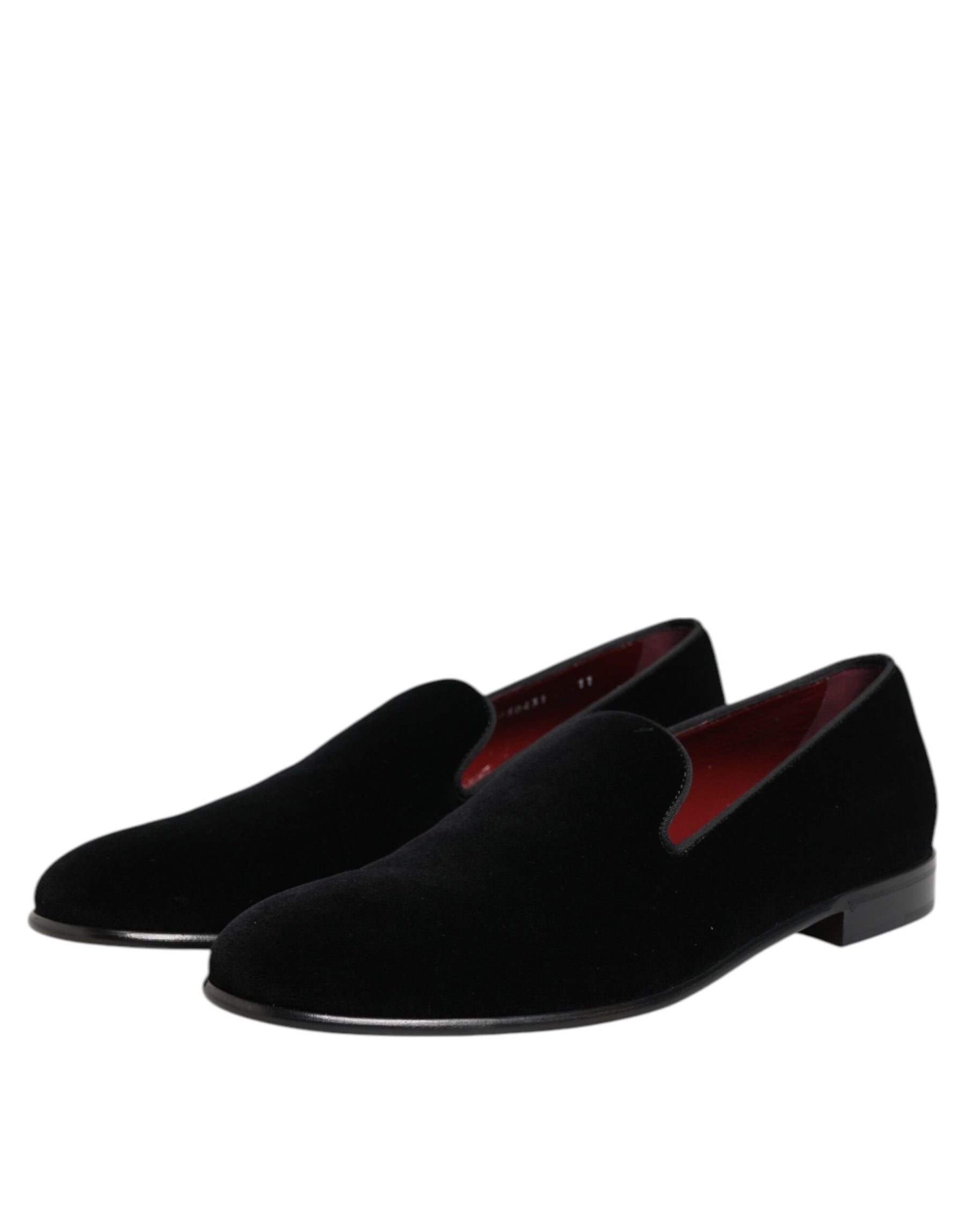 Dolce & Gabbana Black Velvet Slip On Men Loafers Formal Shoes | Regal Royce