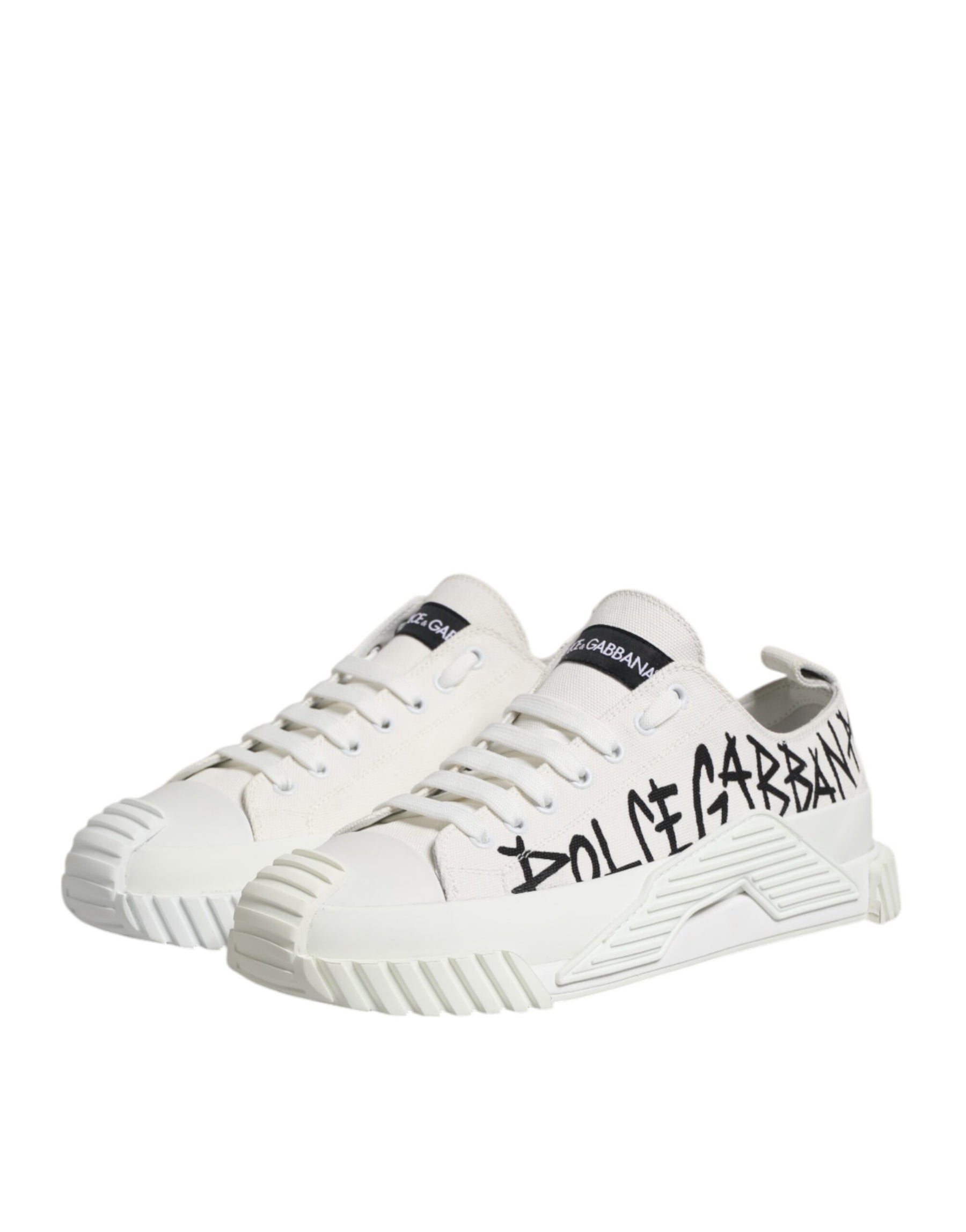 Dolce & Gabbana White Logo Graffiti Low Top Sneakers Shoes | Regal Royce