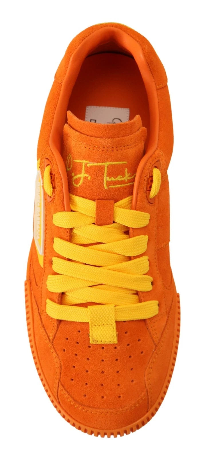 Dolce & Gabbana Orange Leather P.j. Tucker Men Sneakers Shoes | Regal Royce