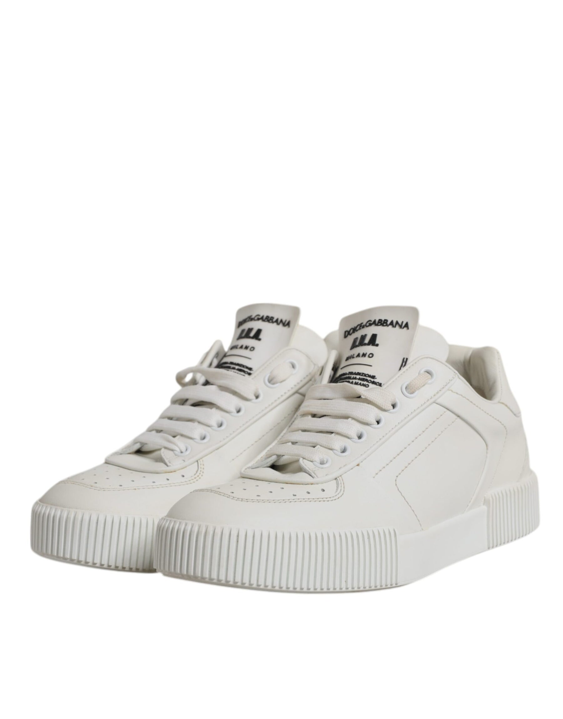 Dolce & Gabbana White Miami Leather Low Top Sneakers Shoes | Regal Royce