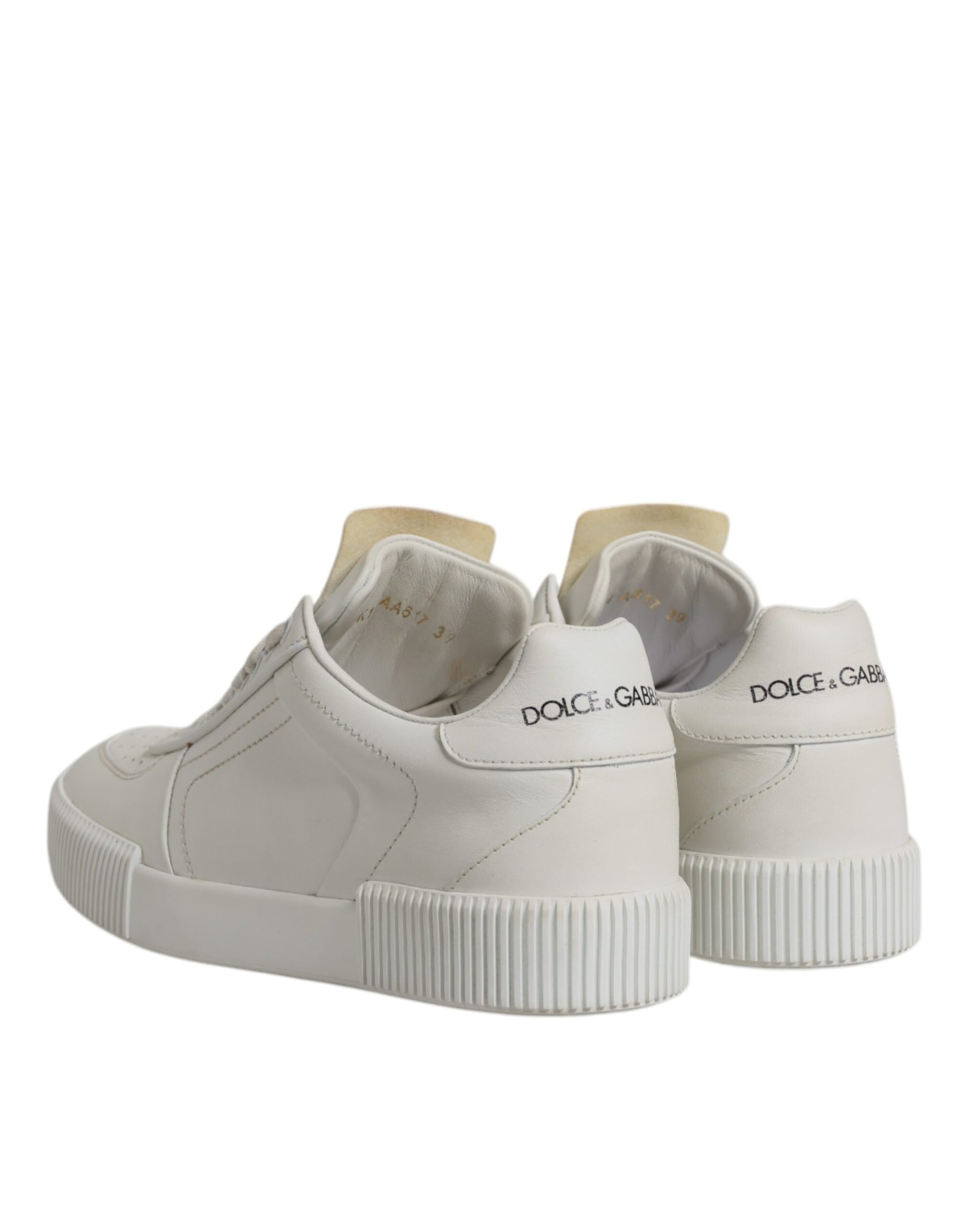 Dolce & Gabbana White Miami Leather Low Top Sneakers Shoes | Regal Royce