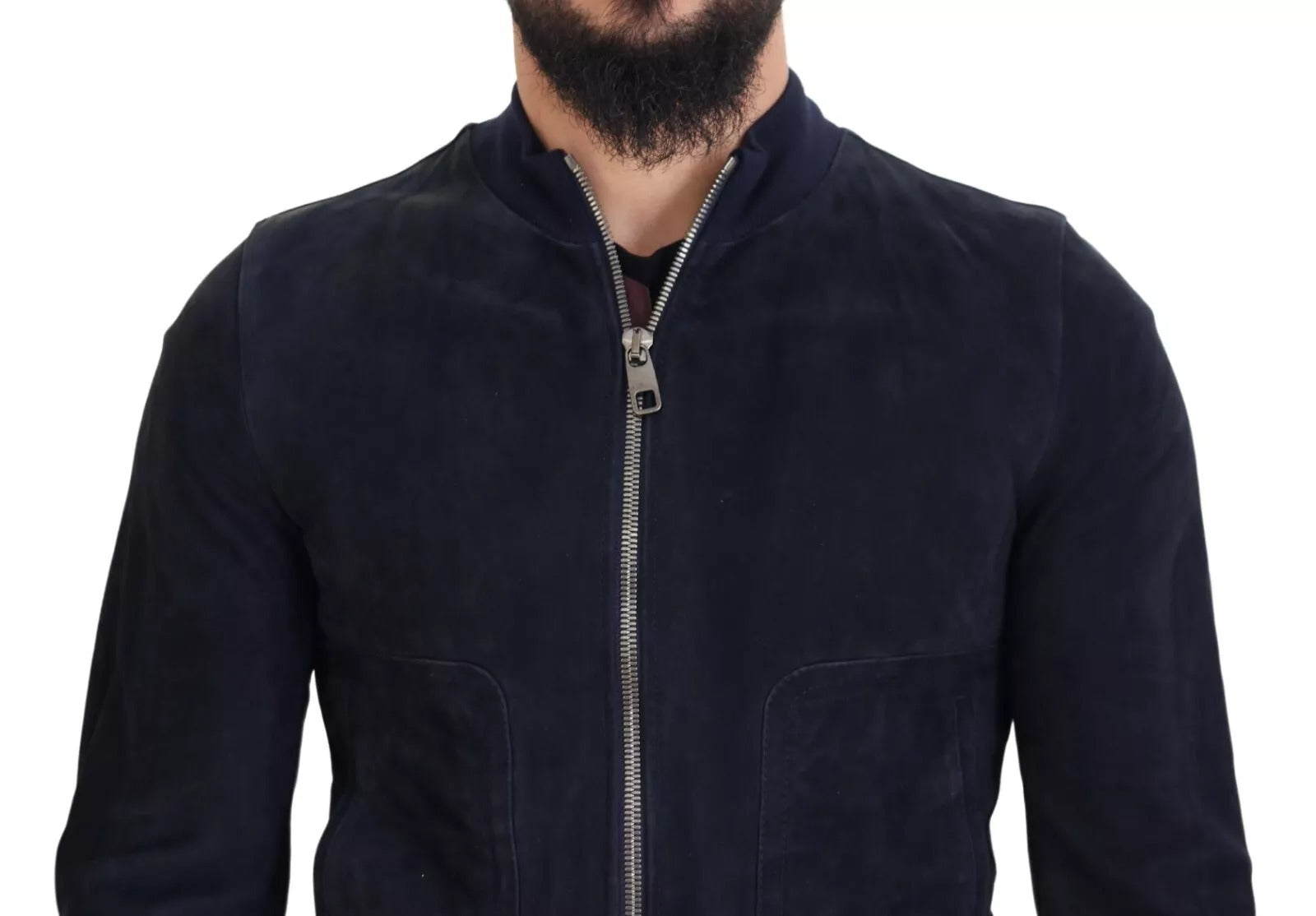 Dolce & Gabbana Dark Blue Suede Lambskin Blouson Jacket | Regal Royce