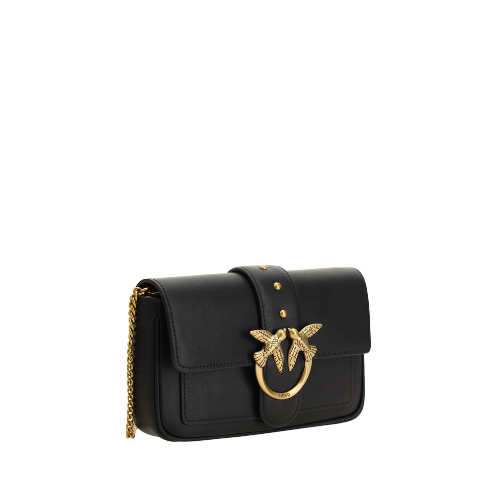 PINKO Black Calf Leather Bos Taurus Shoulder Bag | Regal Royce