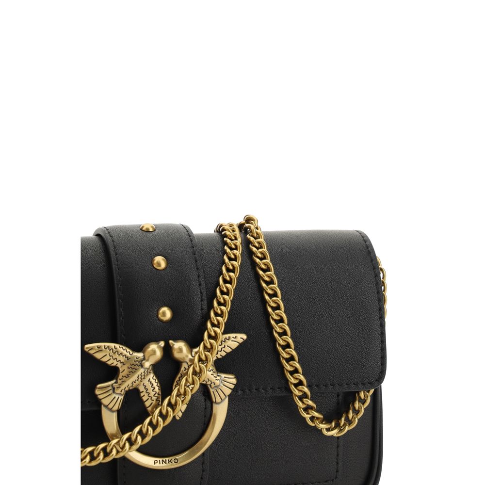 PINKO Black Calf Leather Bos Taurus Shoulder Bag | Regal Royce