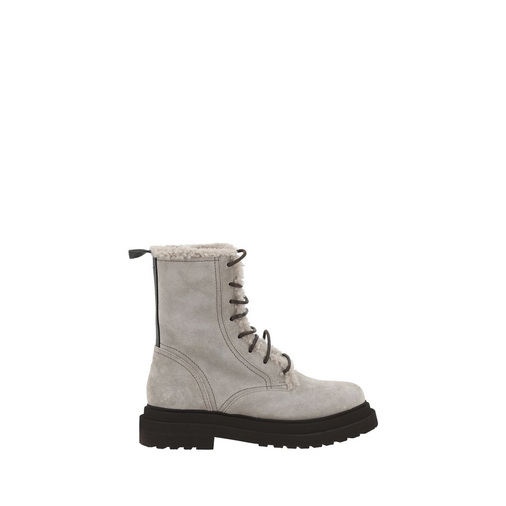 Brunello Cucinelli Gray Rubber Lace-Up Boots | Regal Royce