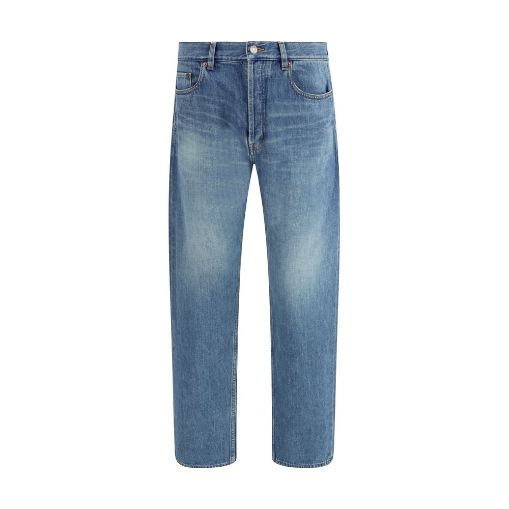 Saint Laurent Blue Cotton Straight-Leg Jeans | Regal Royce