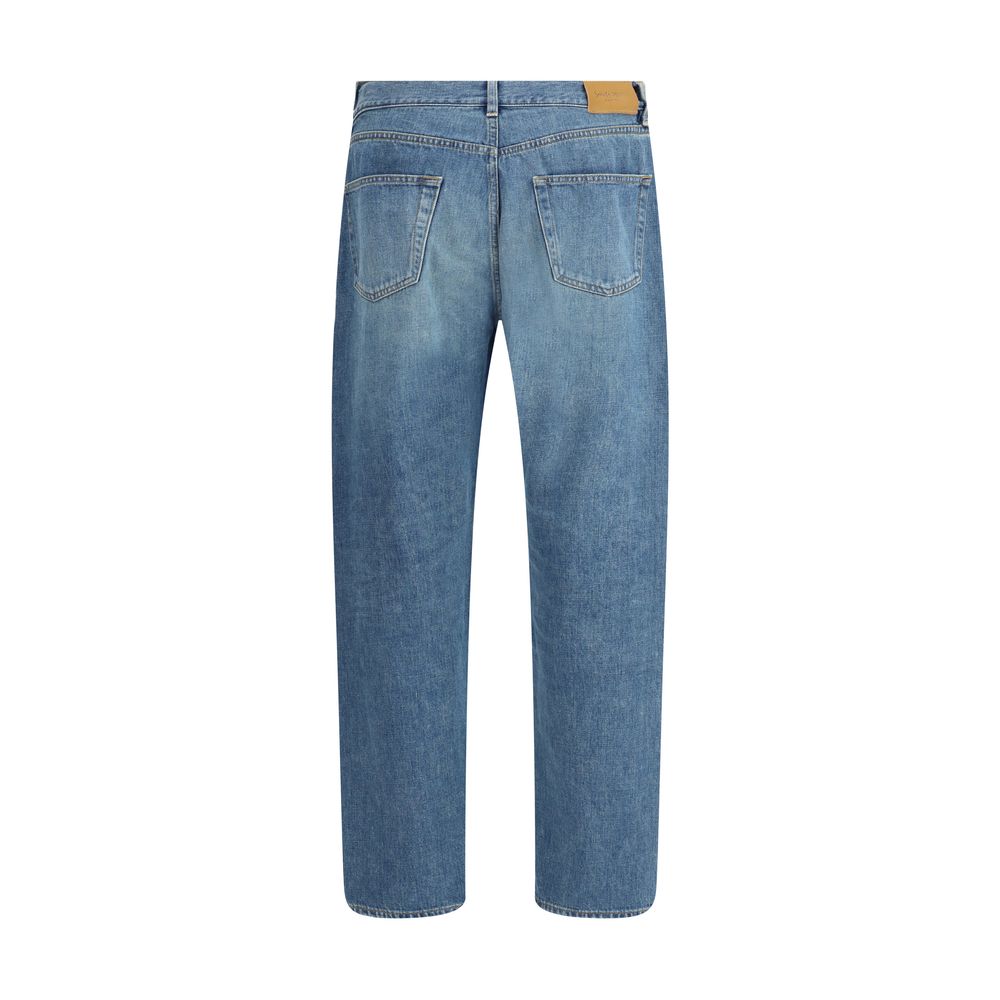 Saint Laurent Blue Cotton Straight-Leg Jeans | Regal Royce