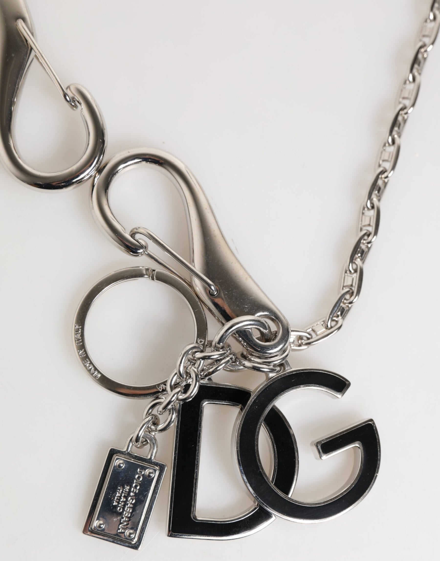 Dolce & Gabbana Silver DG Logo Key Holder Keychain Bag Charm Keyring | Regal Royce