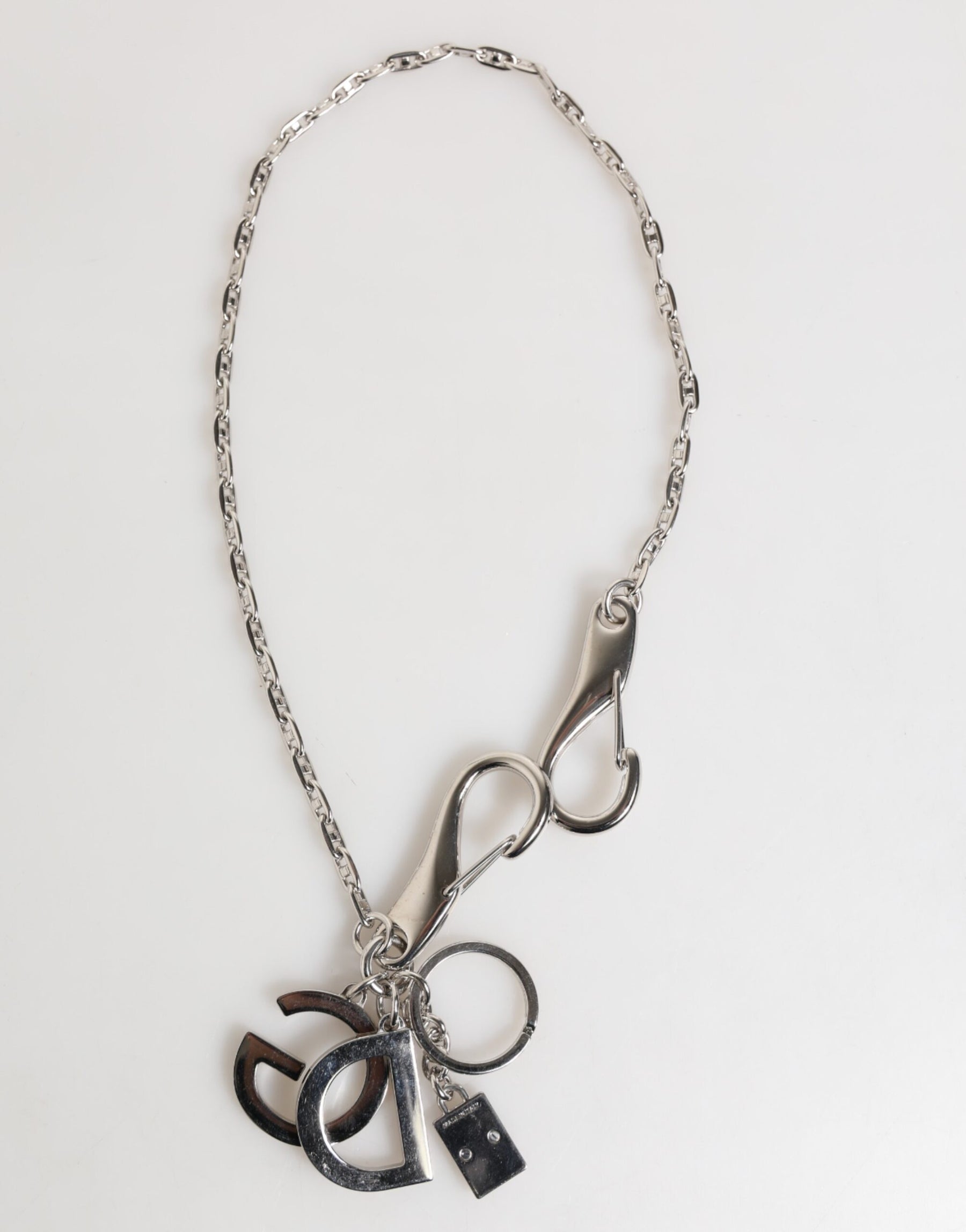 Dolce & Gabbana Silver DG Logo Key Holder Keychain Bag Charm Keyring | Regal Royce