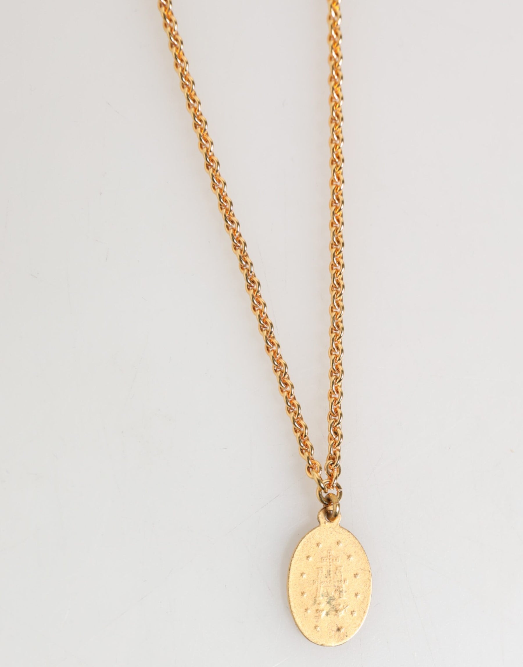 Dolce & Gabbana Gold Medallion Metal Chain Charm Men Pendant Necklace | Regal Royce