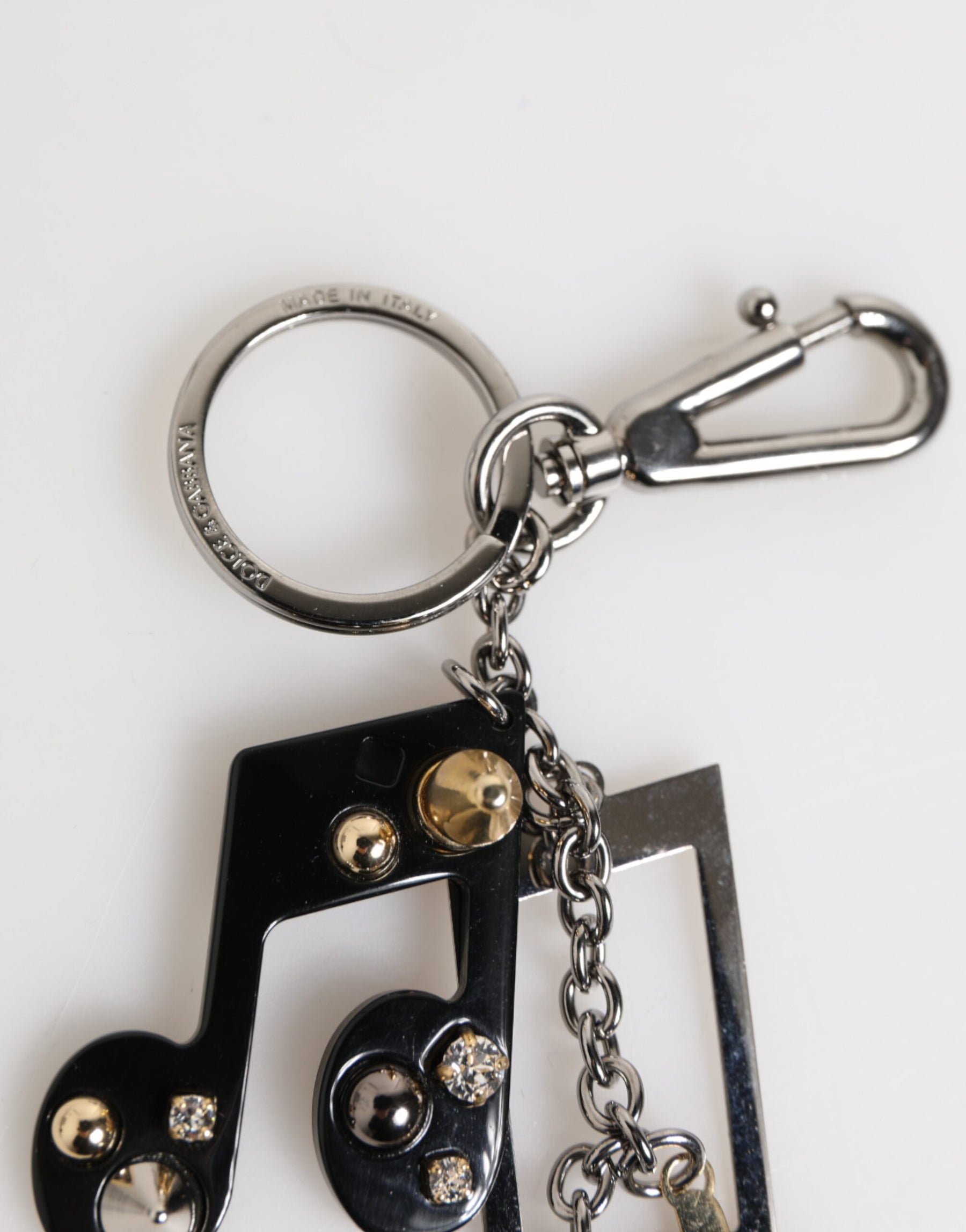 Dolce & Gabbana Silver Musical Note Key Holder Keychain Bag Charm Keyring | Regal Royce