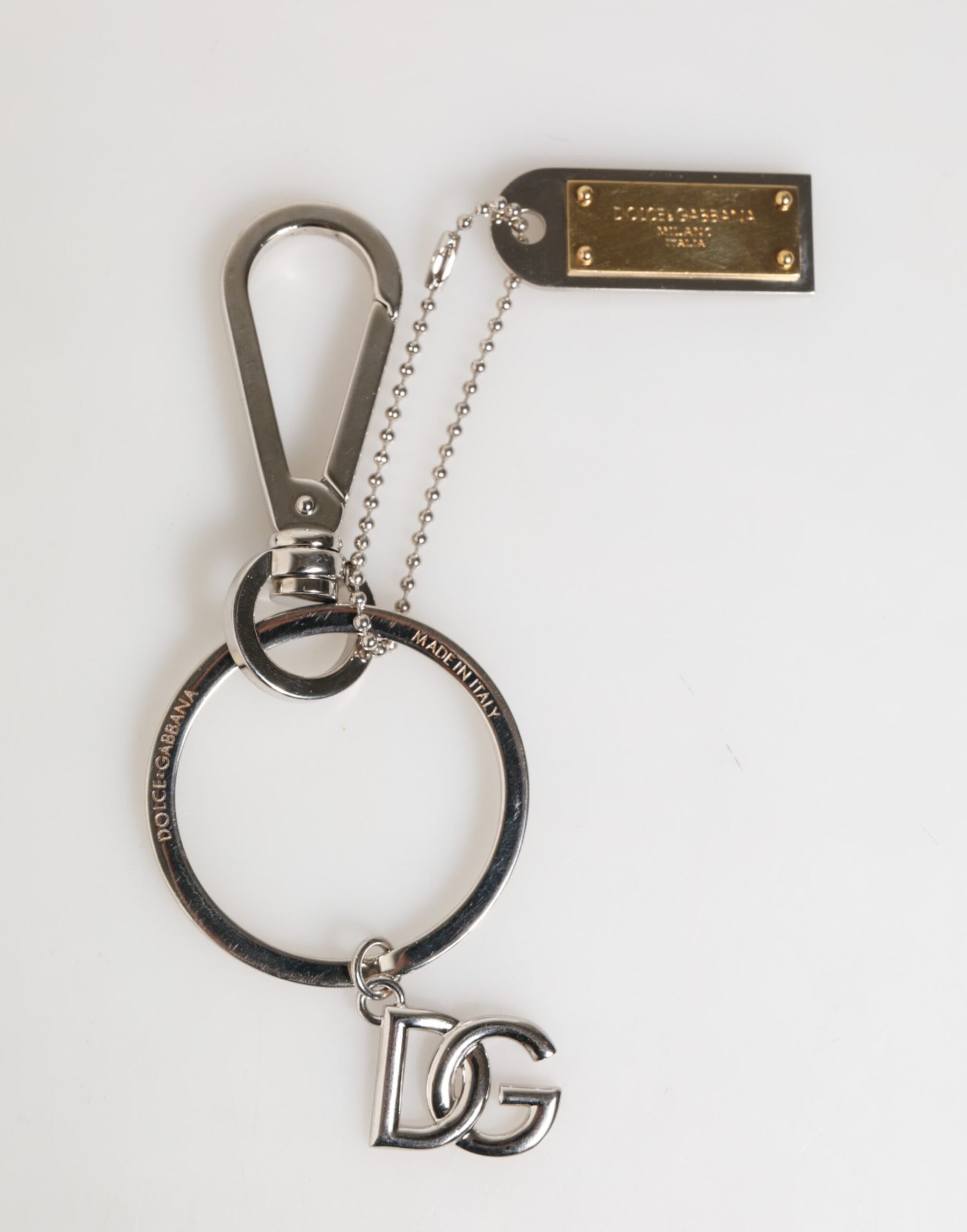 Dolce & Gabbana Silver DG Logo Key Holder Keychain Bag Charm Keyring | Regal Royce